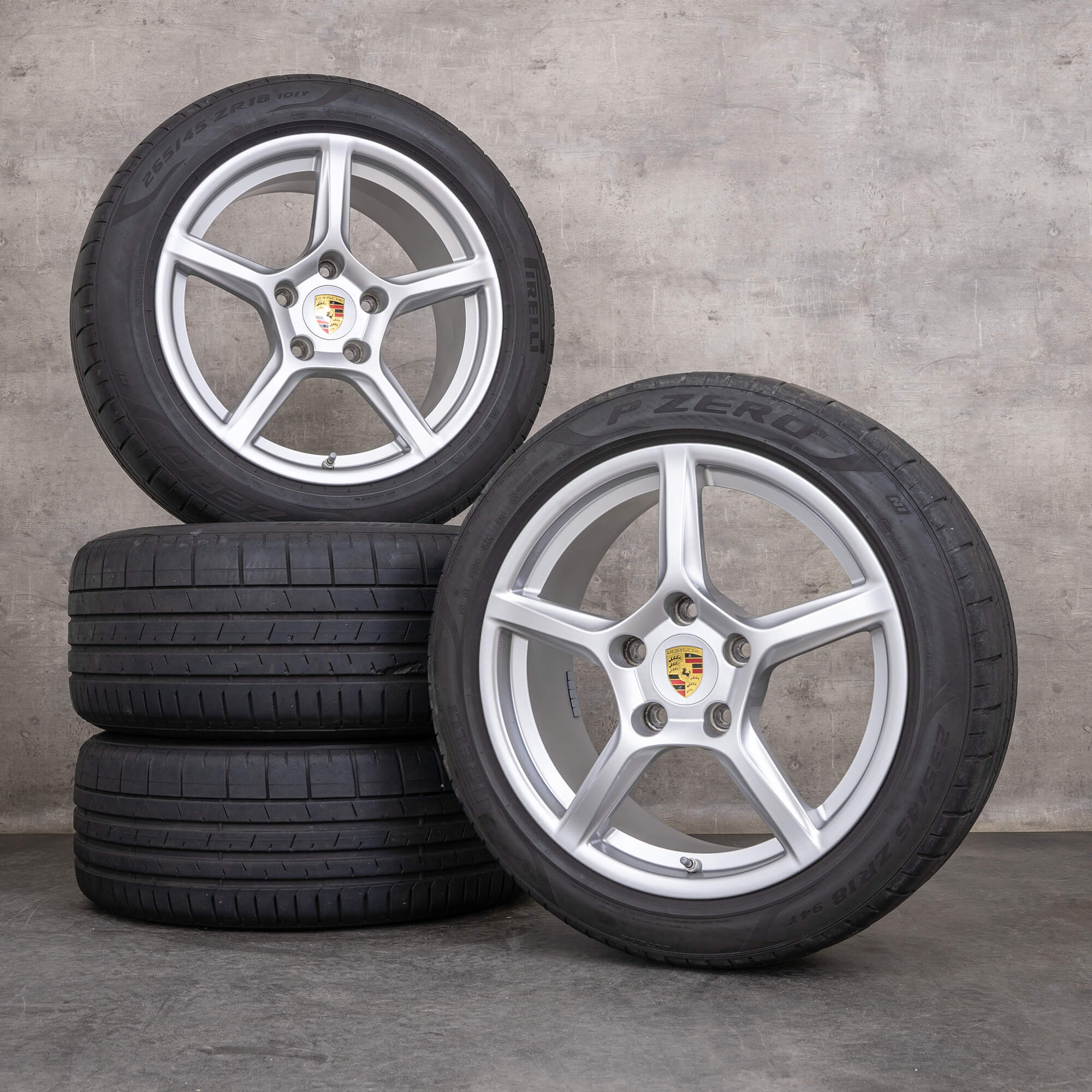 Original Porsche Boxster Cayman 718 Felgen 18 Zoll I 982 Sommerräder 982601025M 982601025N silber