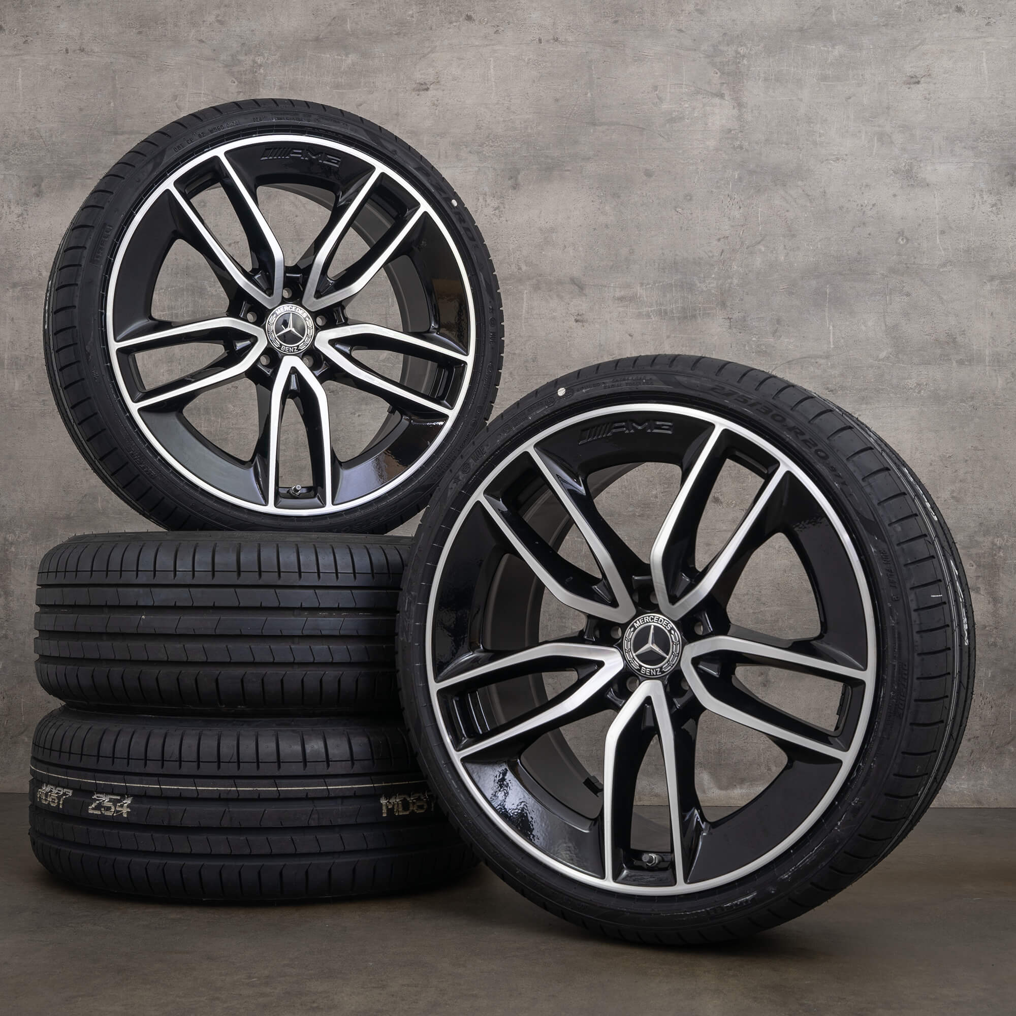 Original AMG Mercedes CLS 53 C257 20 Zoll Felgen Sommerreifen A2574013100 A2574012200 schwarz glanzgedreht