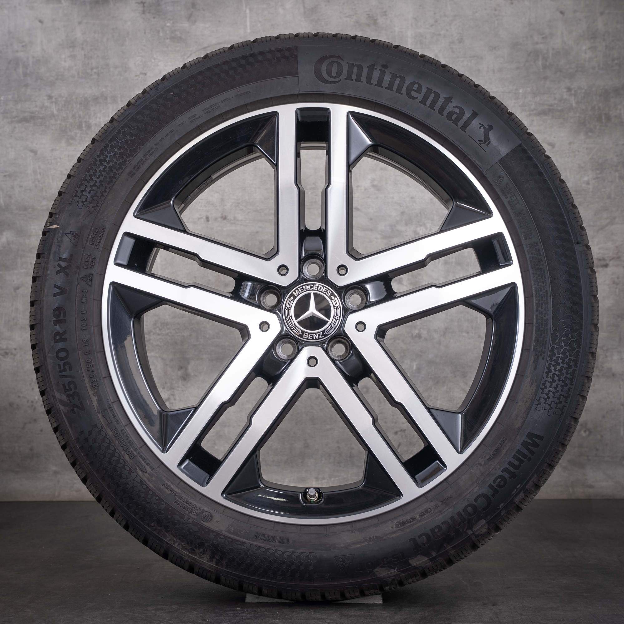 Jante originale Mercedes-Benz GLA GLB roți de iarnă 19 inci H247 X247 A2474013900 negre diamantate la față