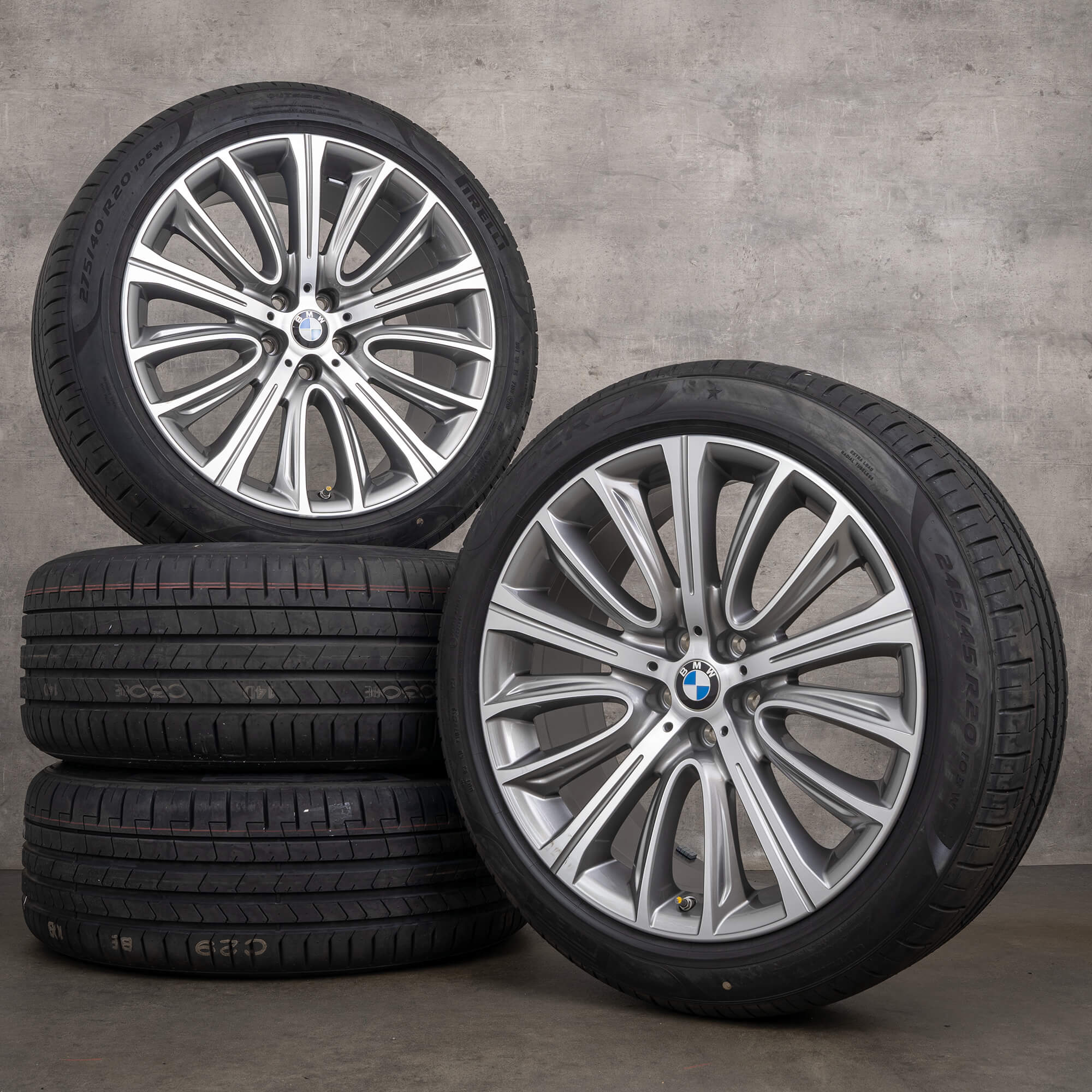 Oryginał BMW serii 7 6 koła 20 cali G11 G12 G32 letnie 6863110 6863111 stylizacja 628 ferric grey polerowane toczone