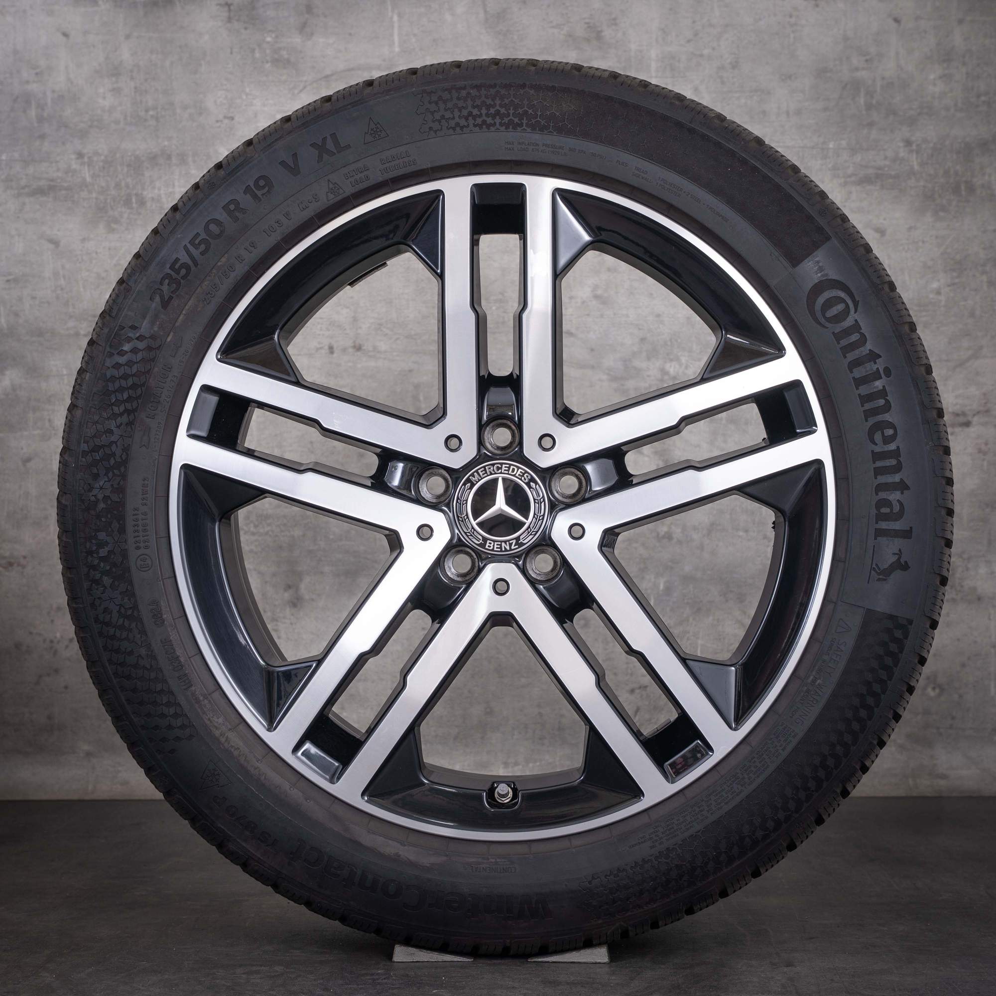Jante originale Mercedes-Benz GLA GLB roți de iarnă 19 inci H247 X247 A2474013900 negre diamantate la față