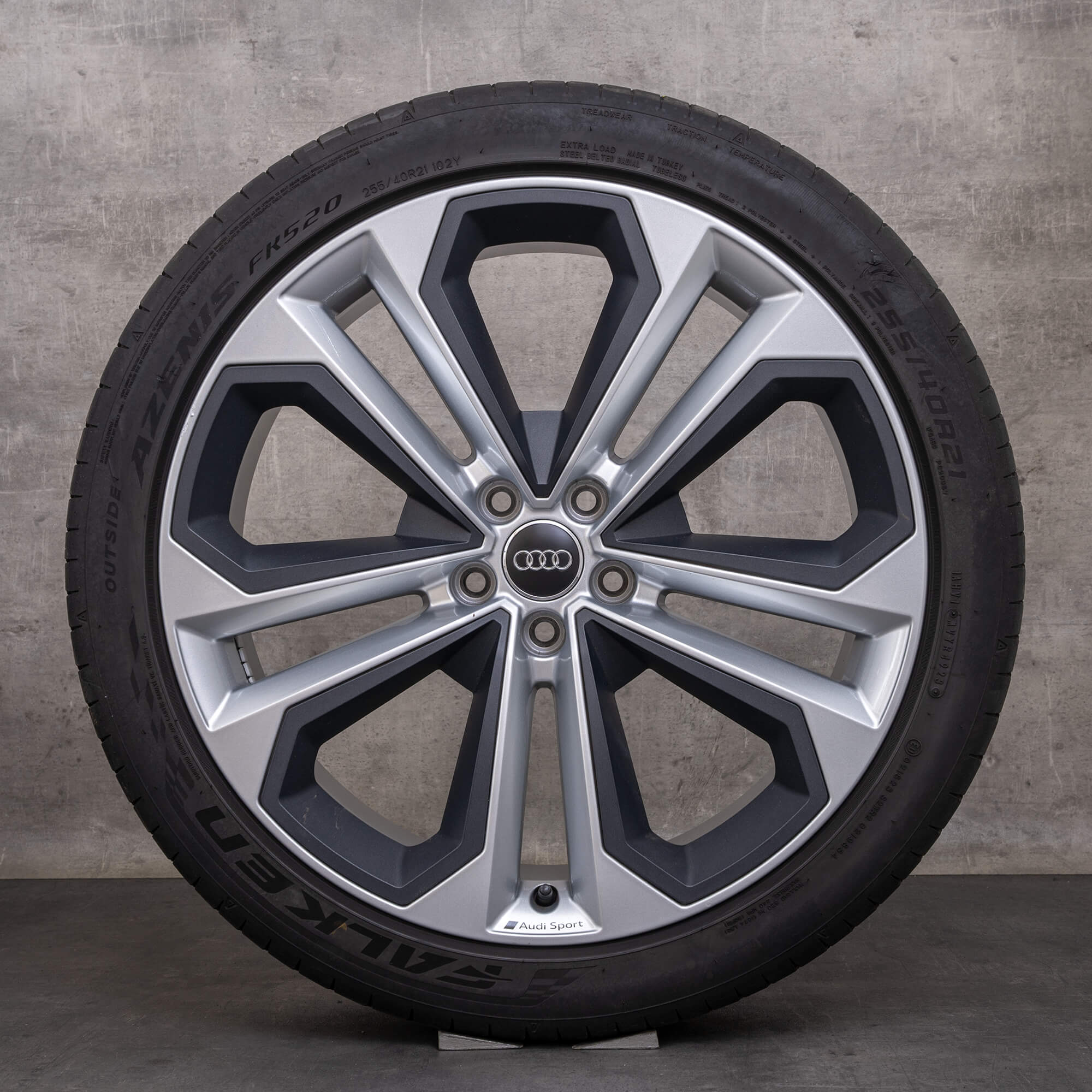 Originale Audi Q5 SQ5 felger 21 tommers FY sommerhjul 80A601025AS sølv titan polert