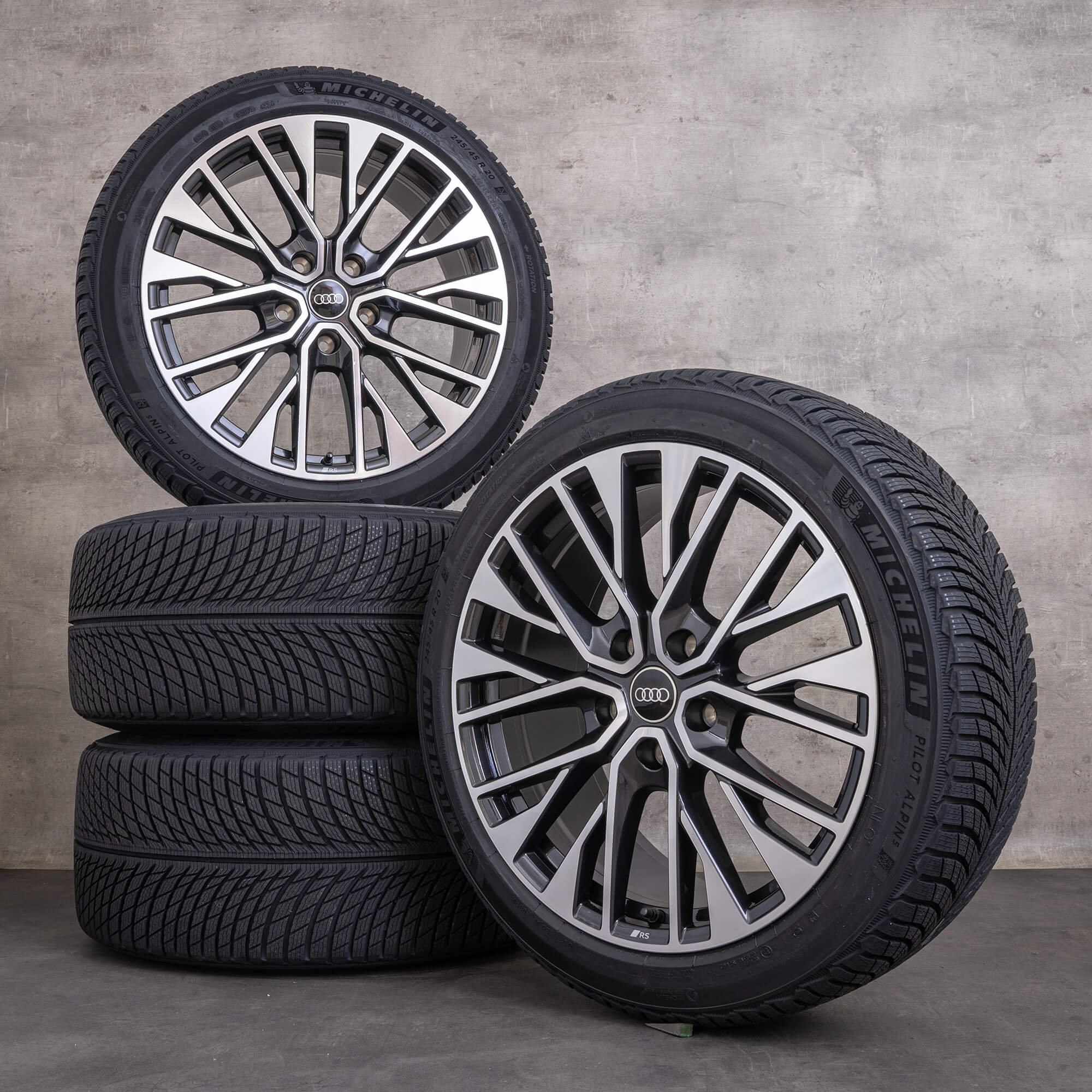 Original Audi e-tron GT vinterhjul 20 tum FW fälgar 4J3601025CE 4J3601025CF titan polerad NY