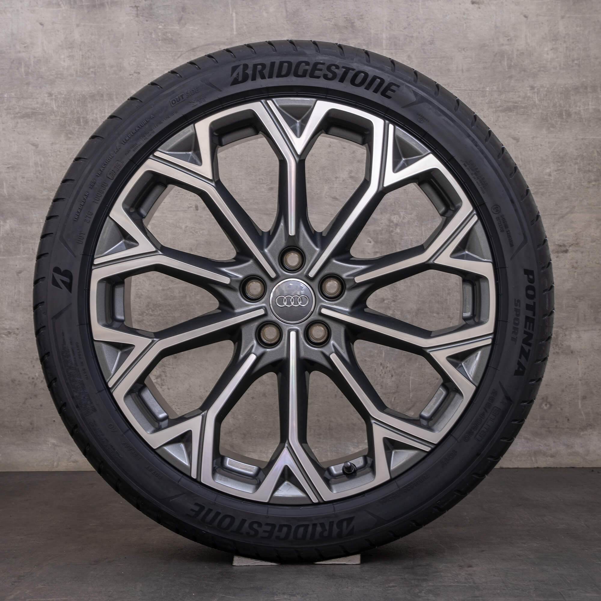 Originale Audi A6 S6 jante 20 inch 4P C8 C9 anvelope vară 4P0601025H gri grafit lucios întoarse NOU