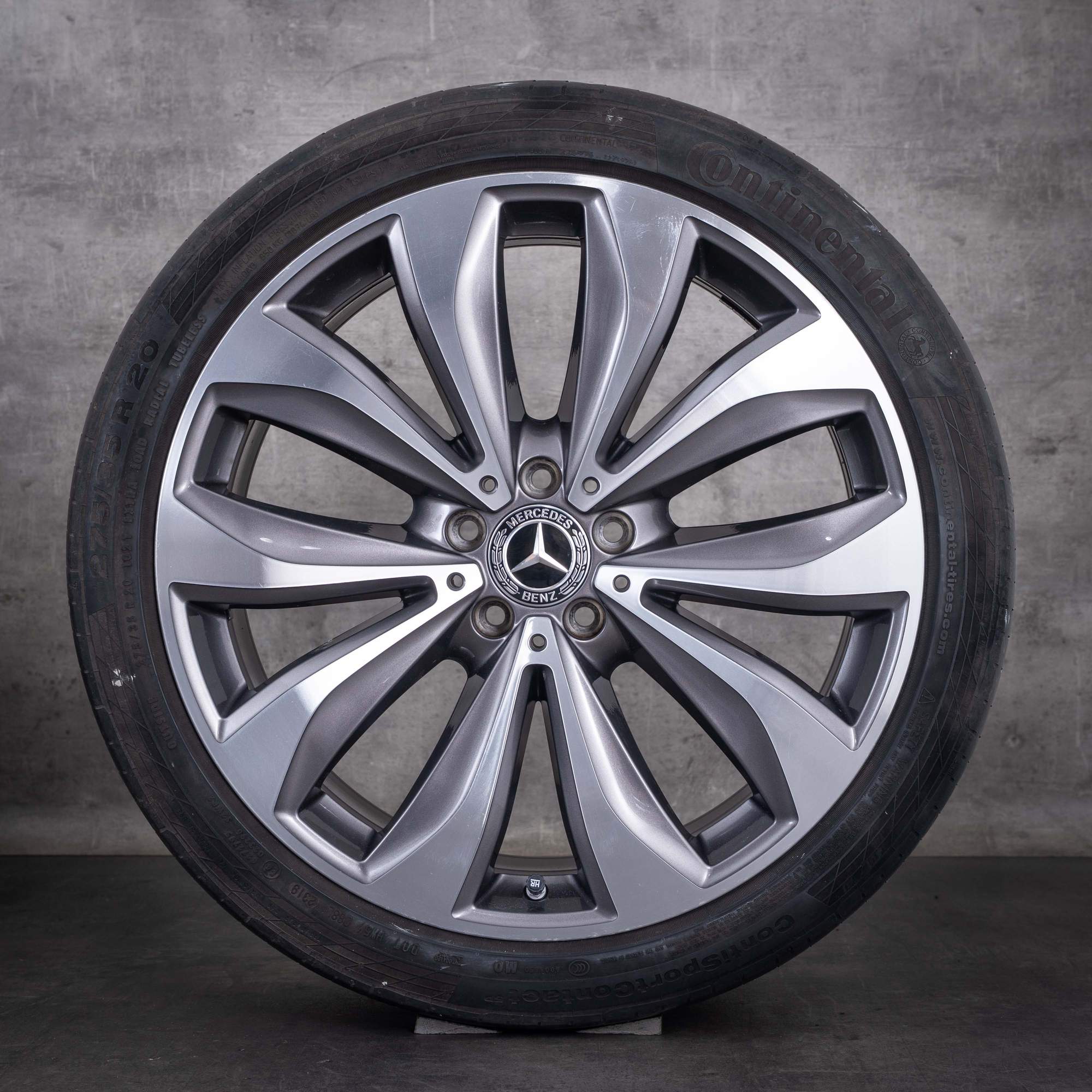 Original Mercedes Benz E-Klasse Felgen 20 Zoll X213 All Terrain Sommerräder A2534012300 A2134014500 tremolit grey front glanzgedreht