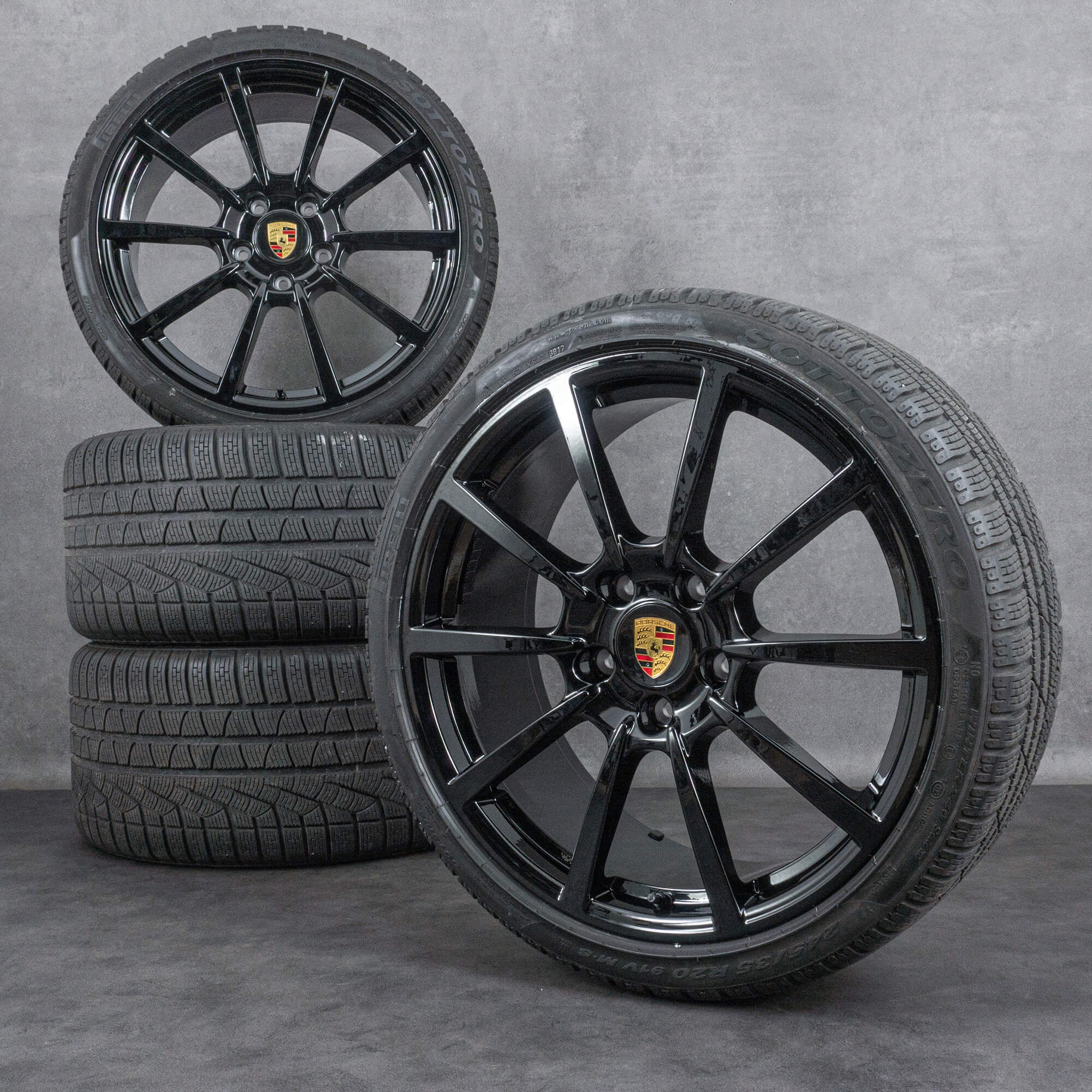 Originale Porsche 911 vinterdæk med fælge 20 tommer 991 Carrera & S 99136216130 99136216630 jetsort - 041