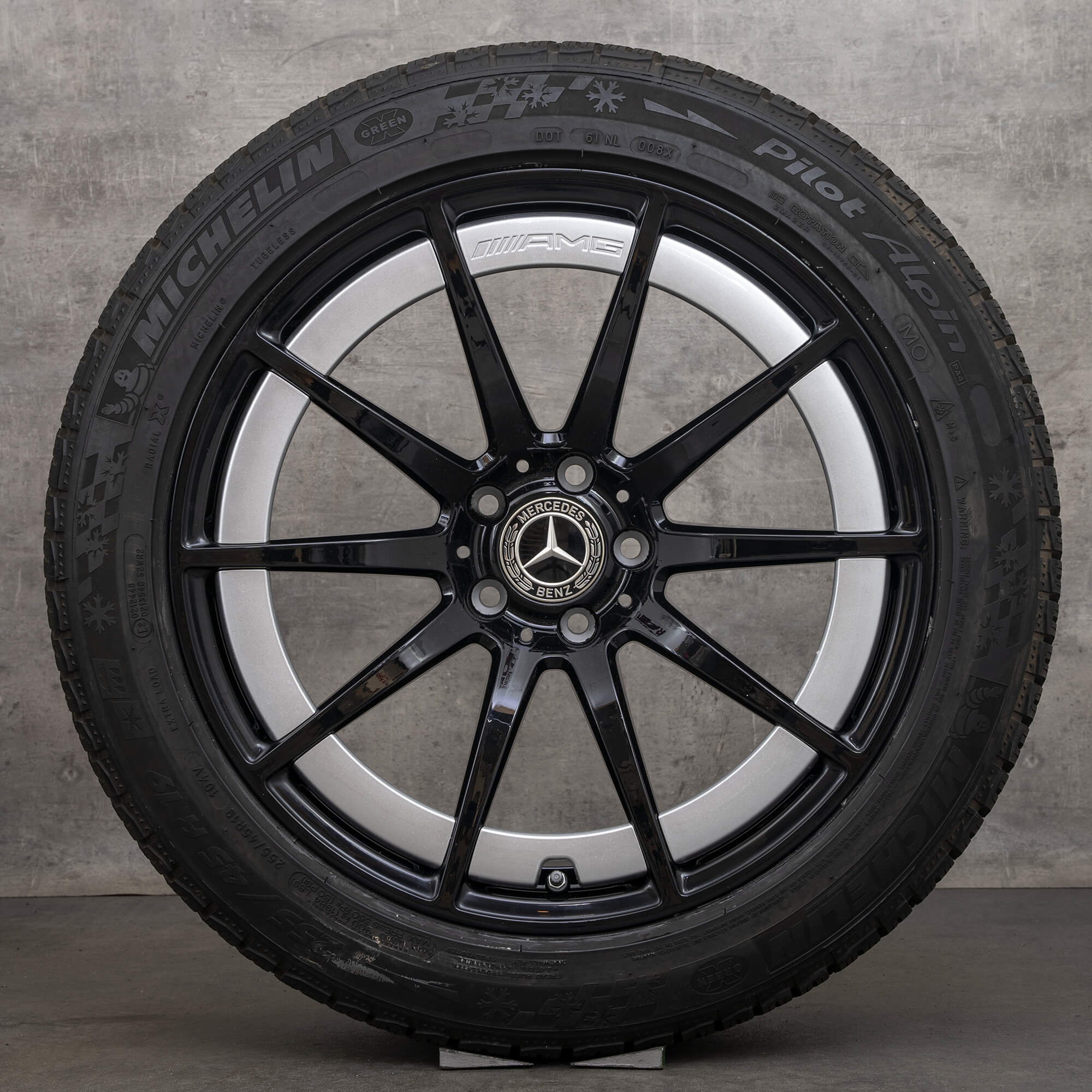 Originale Mercedes Benz GT 43 53 63 & S 4Matic AMG vinterhjul 19 tommers X290 4-dørs felger A2904010000 A2904010100 svart sølv