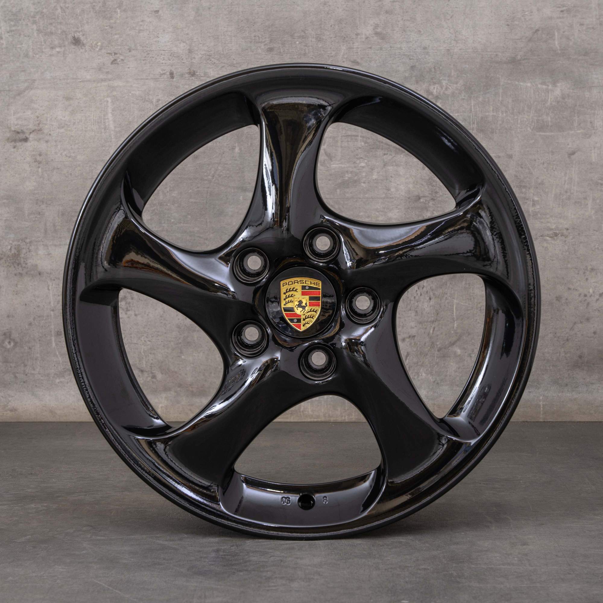 Oryginalne felgi Porsche 911 996 18 cali Carrera C4 Turbo GT2 99636213601 99636214210 Look 2 czarny błyszczący