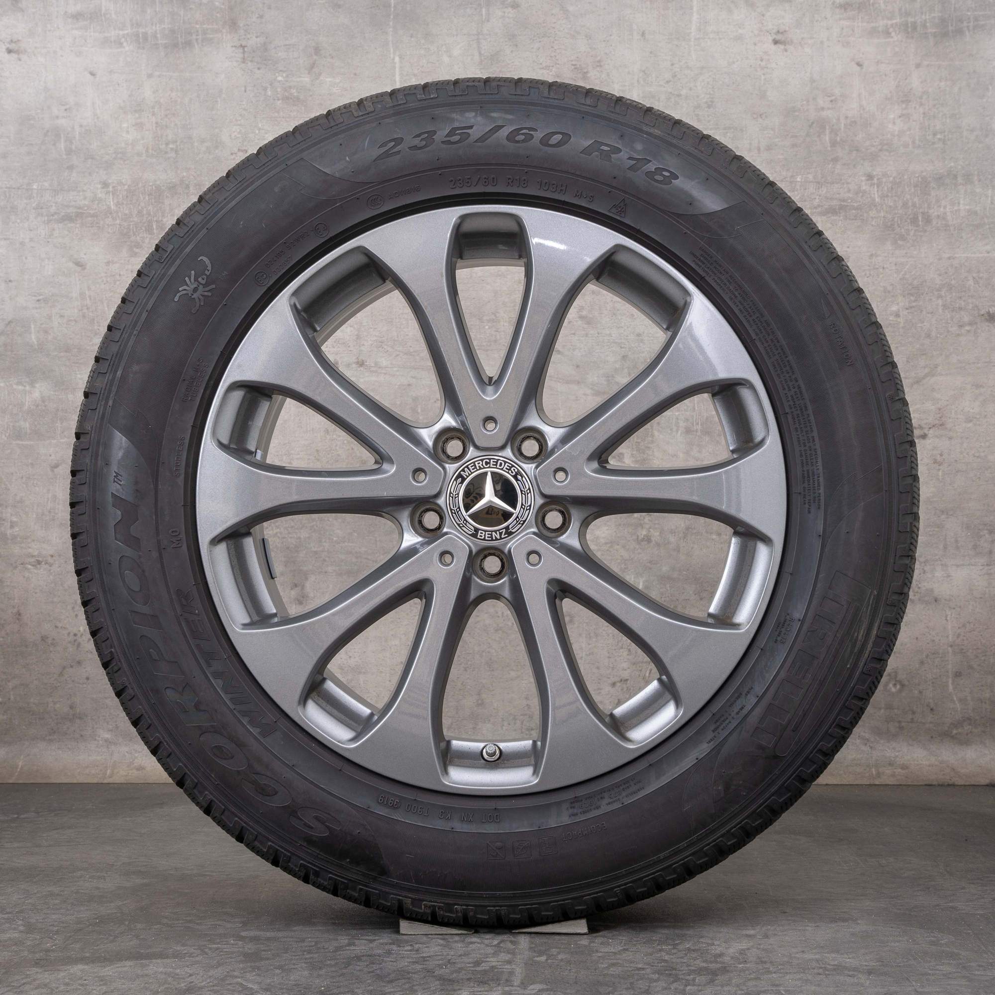 Oryginalne koła zimowe Mercedes Benz GLC 18 cali X253 C253 Felgi A2534011500 himalaya szary błyszczący