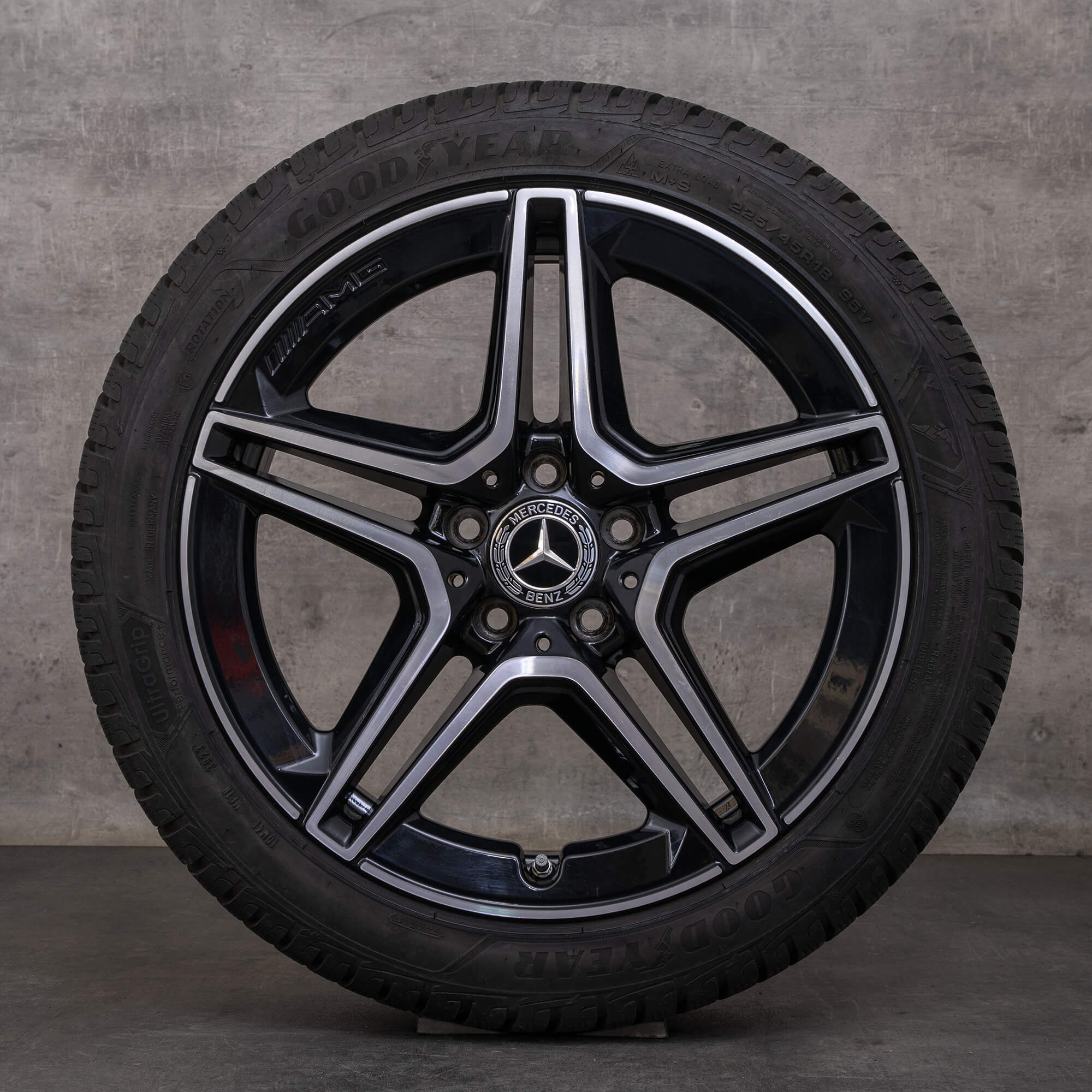 Originales Mercedes Benz Clase C AMG ruedas de invierno 18 pulgadas W205 S205 C205 A205 llantas A2054019500 negro brillante torneado