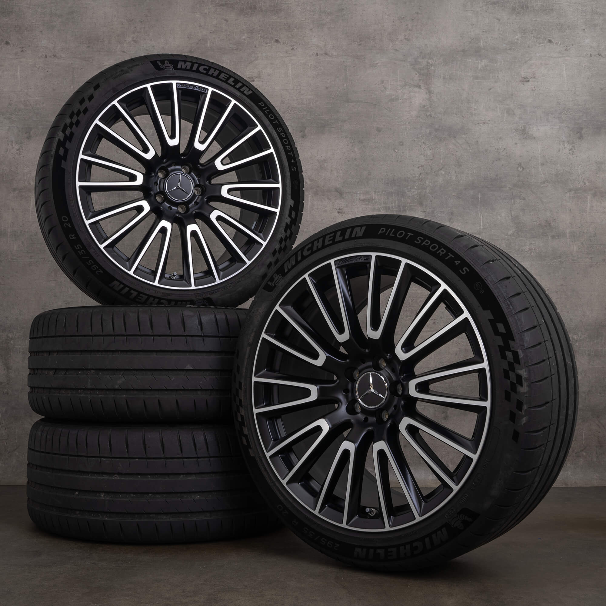 Original Mercedes Benz E-Klasse AMG Winterräder 20 Zoll E 53 Hybrid W214 S214 Felgen A2144011500 A2144011600 schwarz matt glanzgedreht NEU