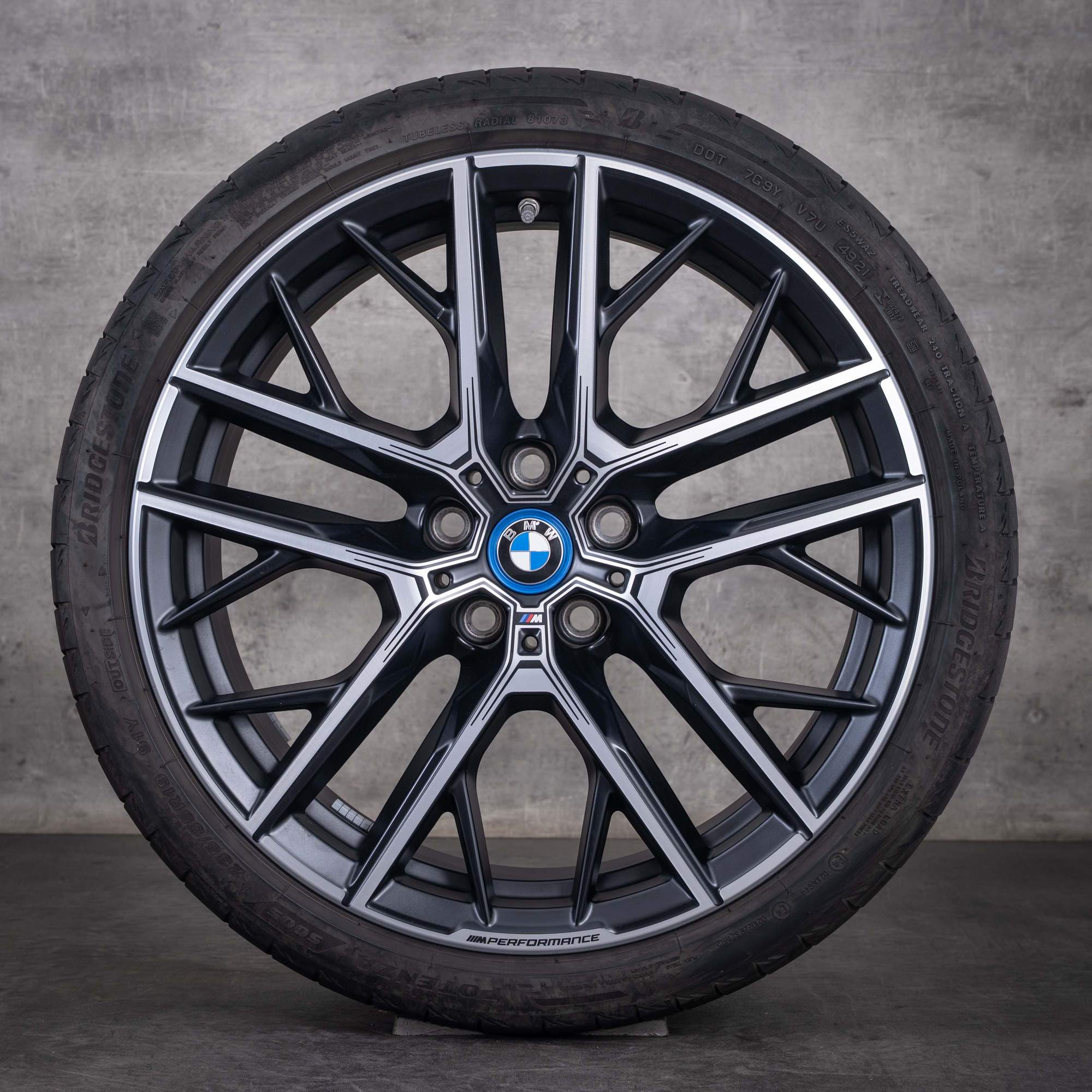 Original BMW 1er 2er Sommerräder 19 Zoll F40 F44 Gran Coupe Felgen Styling 555 M 6856093 schwarz matt glanzgedreht