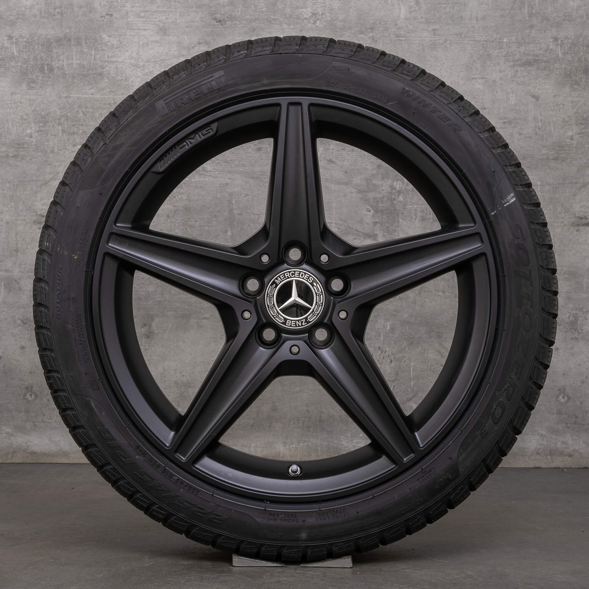 Original Mercedes Benz Clase C AMG neumáticos de invierno 18 pulgadas W205 S205 C205 A205 llantas A2054011100 negro mate