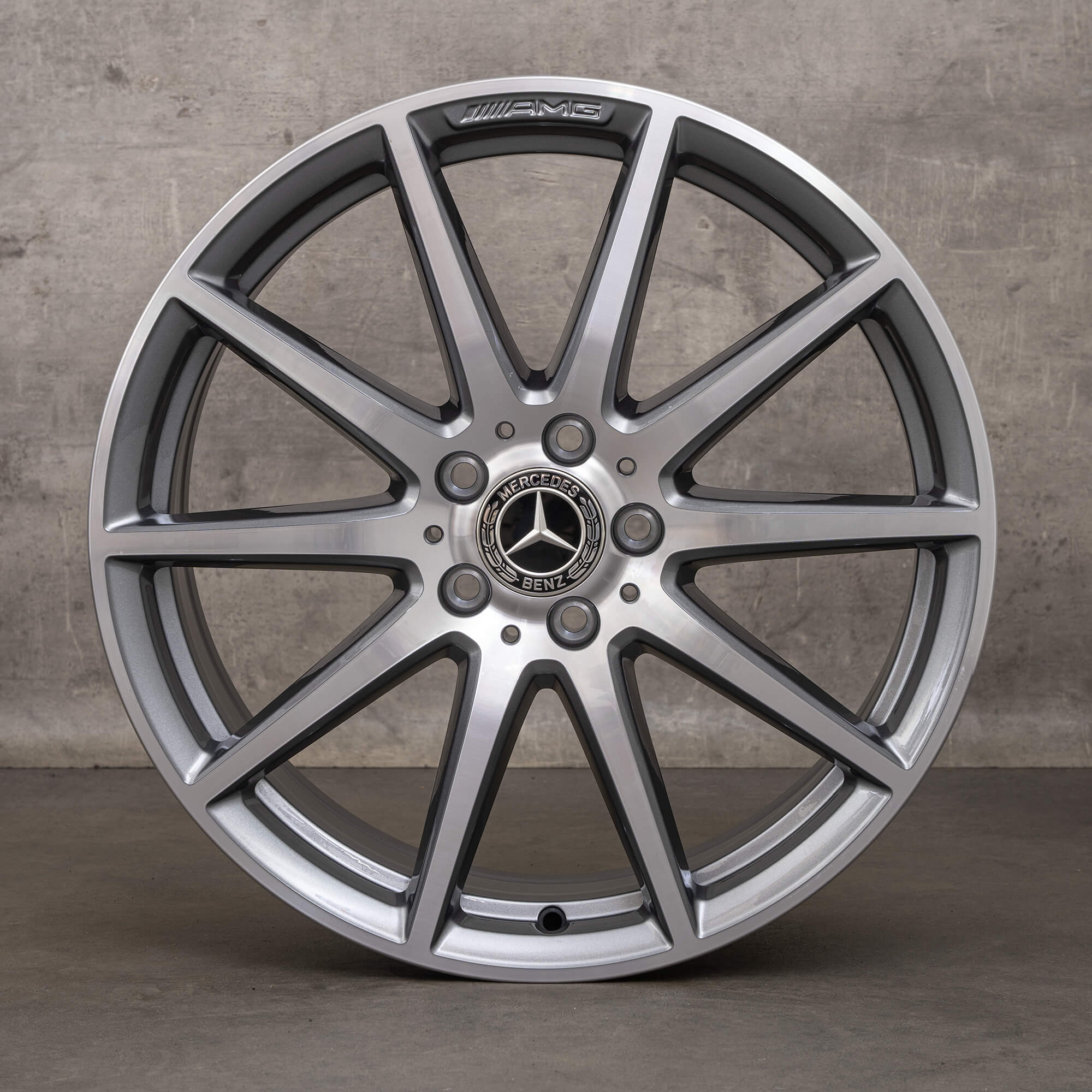 Originale Mercedes Benz C-Klasse AMG C63 S E Performance fælge 19 tommer W206 S206 A2064016900 A2064012800 himalaya grey glossy turned NEW
