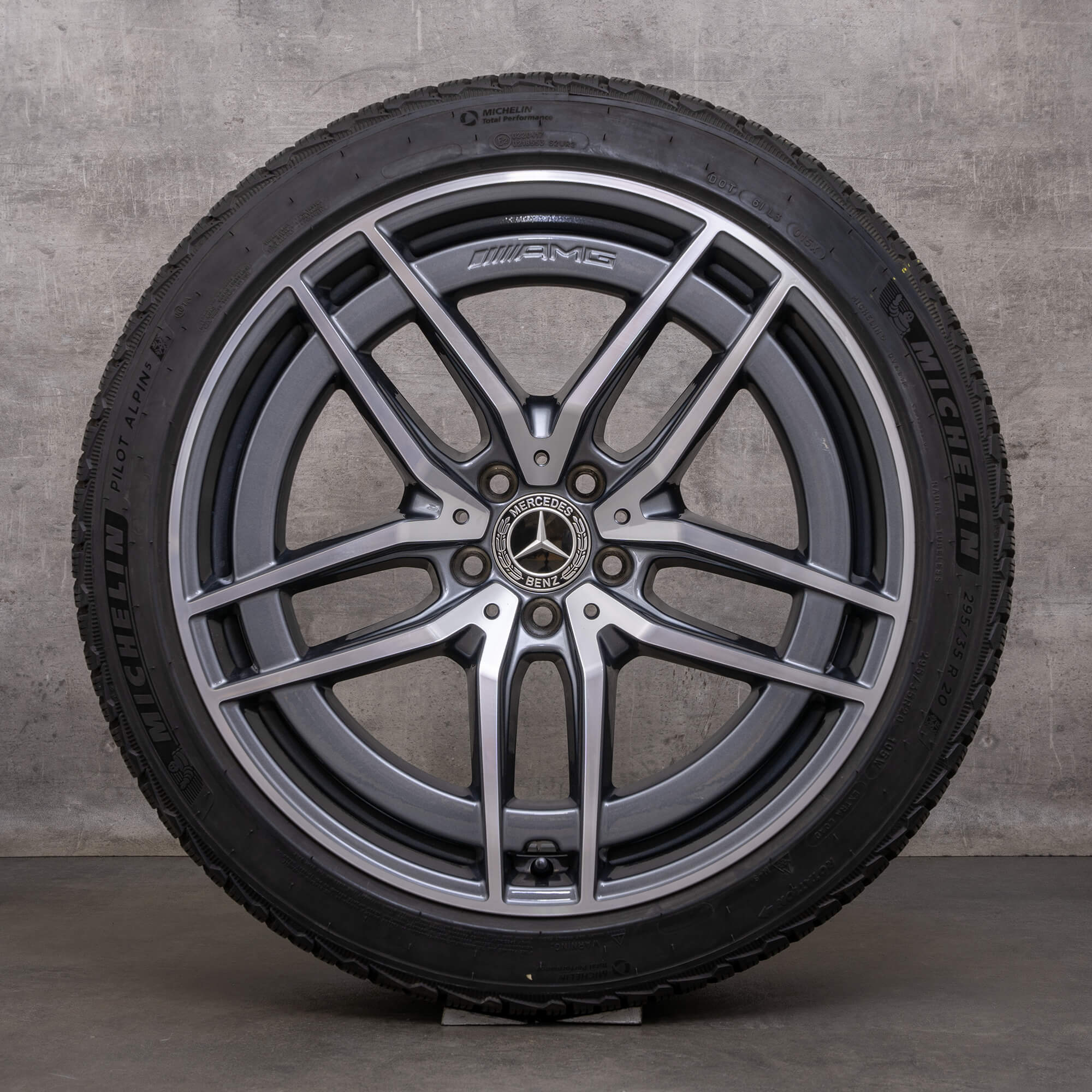 Originale Mercedes Benz SL AMG 43 55 63 Vinterhjul 20 tommer R232 fælge A2324012100 A2324012200 himalaya grey glossy turned