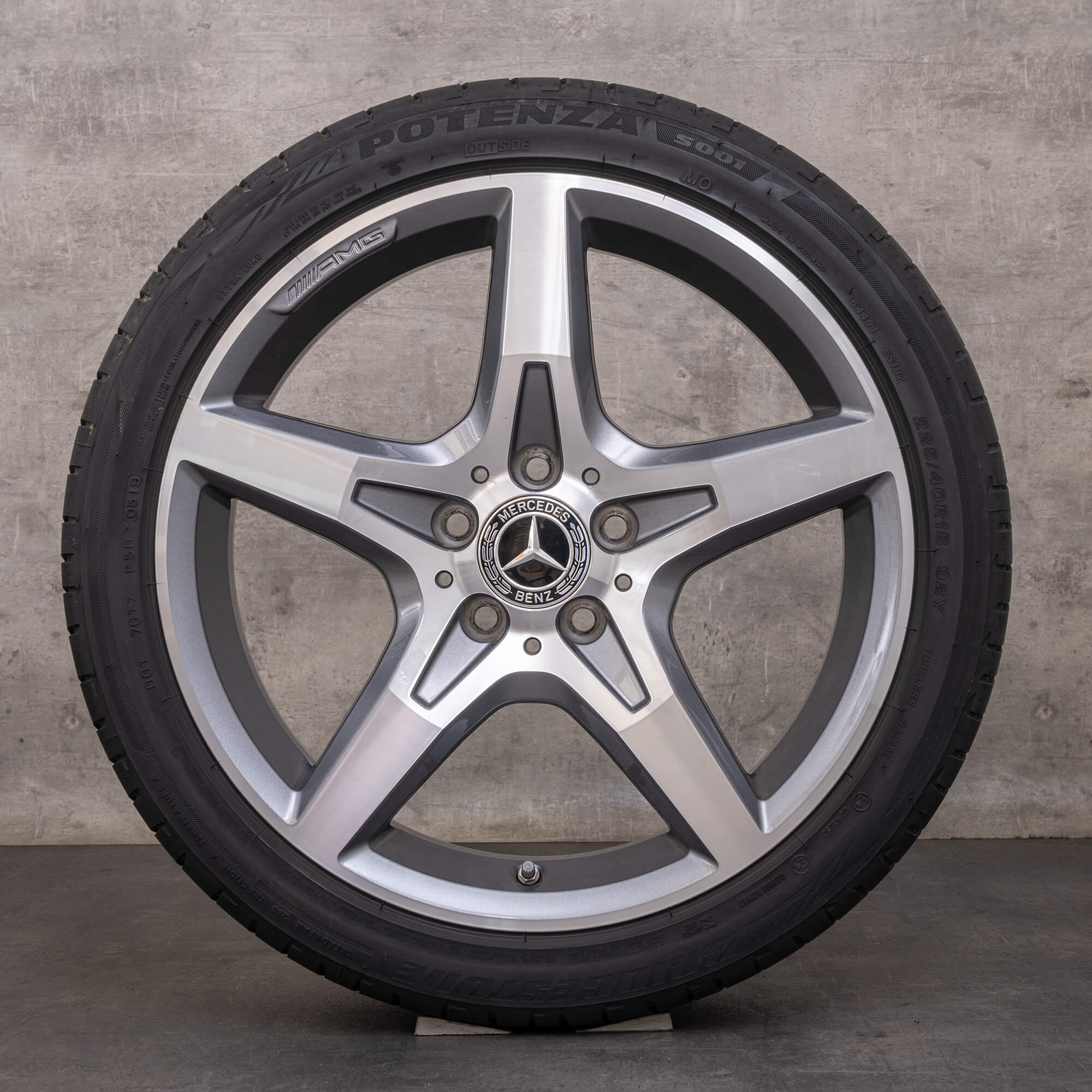 Orijinal Mercedes Benz SLK SLC AMG jantlar 18 inç R172 yaz jant lastik A1724012602 A1724012702 himalaya gri parlak tornalı