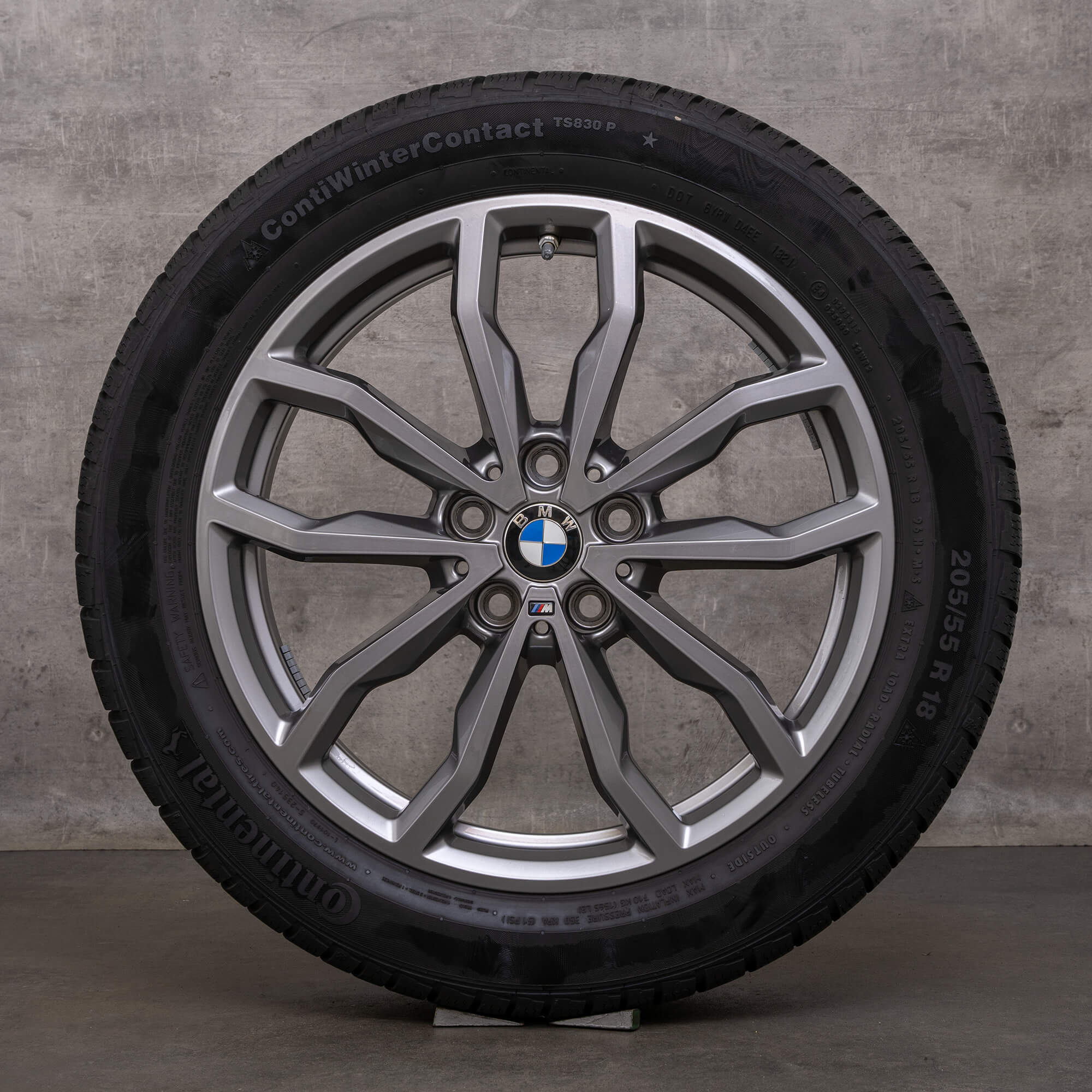 Original BMW X1 X2 vinterhjul 18-tommers F48 F39 felger styling 771 M 6877550 jerngrå