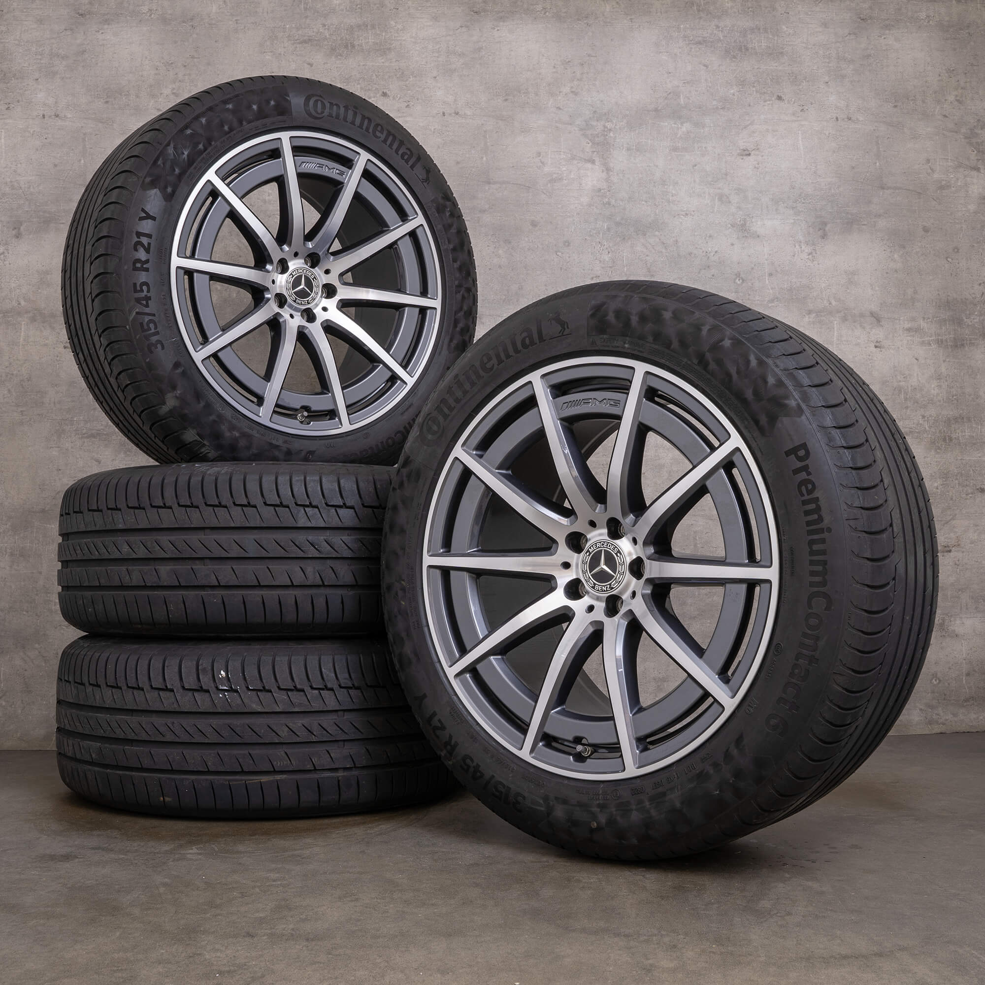 Autentico Mercedes Benz GLS 63 AMG cerchi 21 pollici X167 ruote estive A1674018100 A1674018200 himalaya grigio lucido tornito