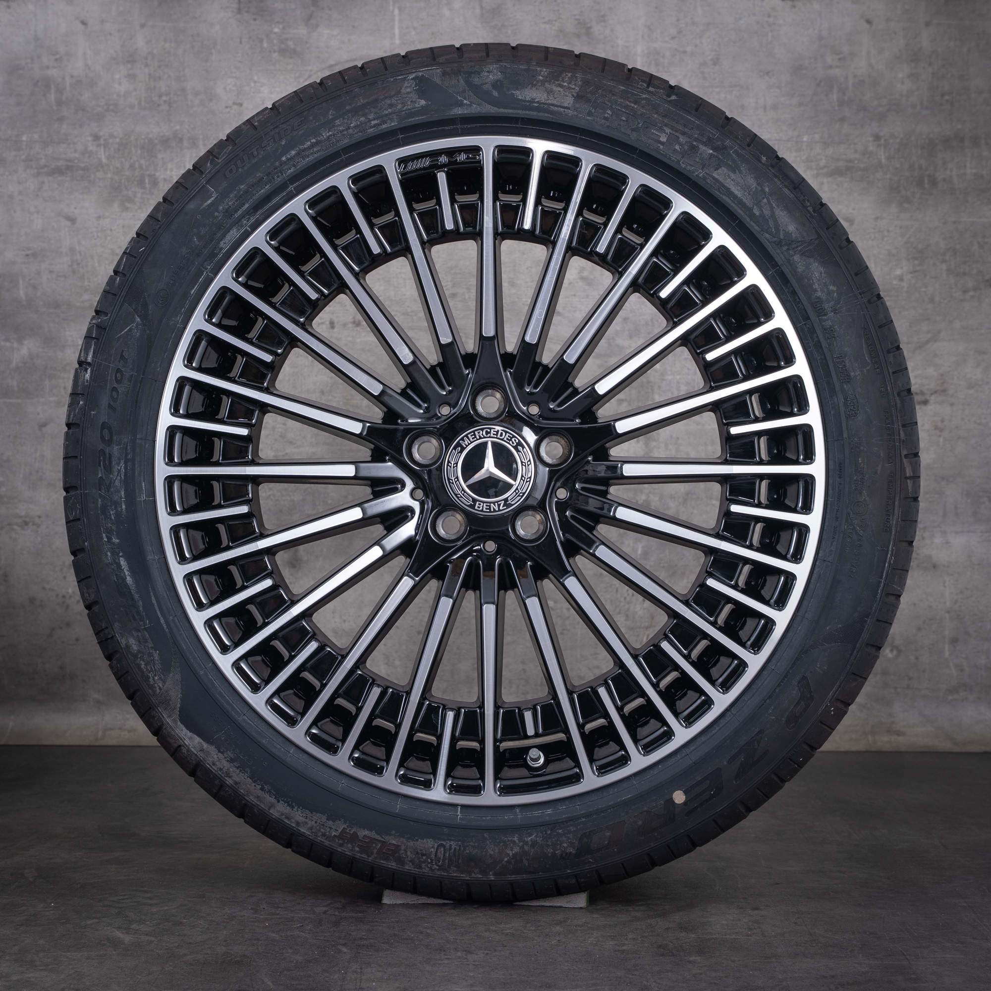 OEM Mercedes-Benz EQA EQB AMG 20inch H243 x 243 rims with summer tyres A2434010600 Black Front diamond cut - wheel 1 of 4