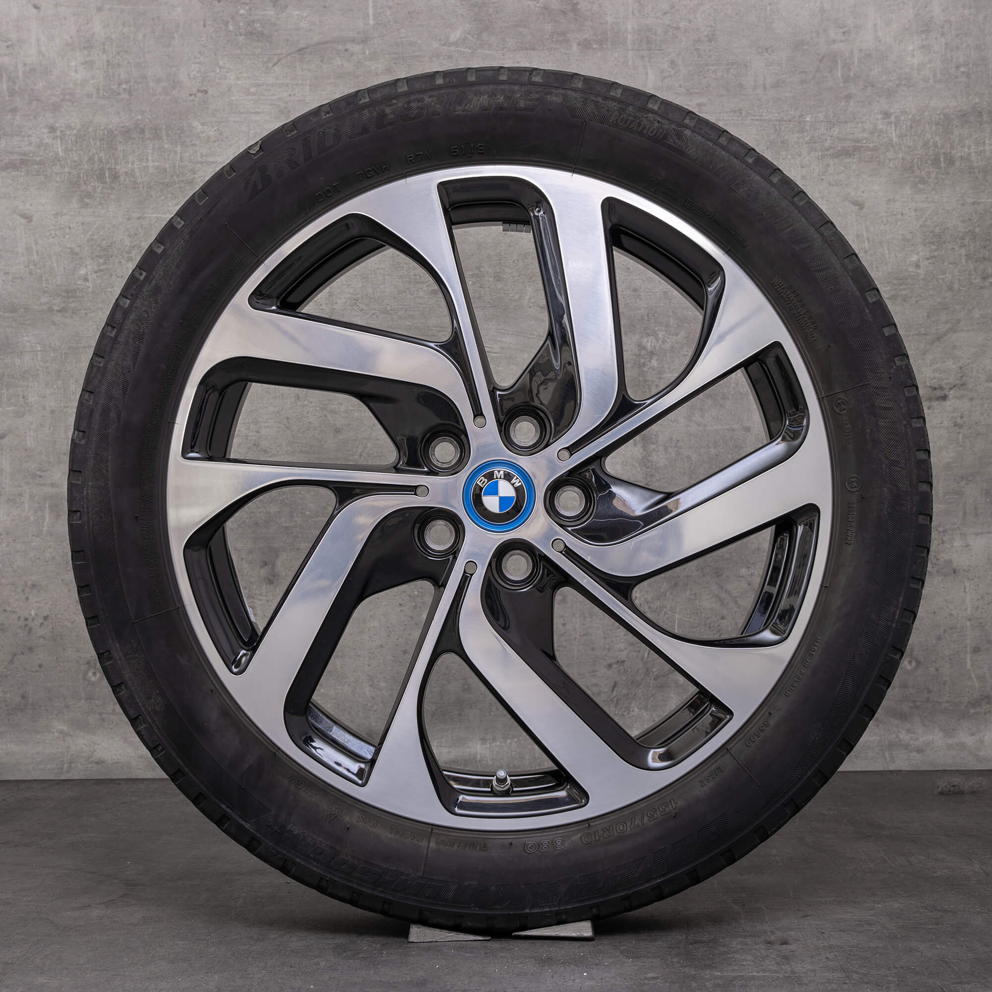 OEM BMW i3 winter wheels 19 inch I01 rims styling 428 turbine design 6856894 jet black glossy turned