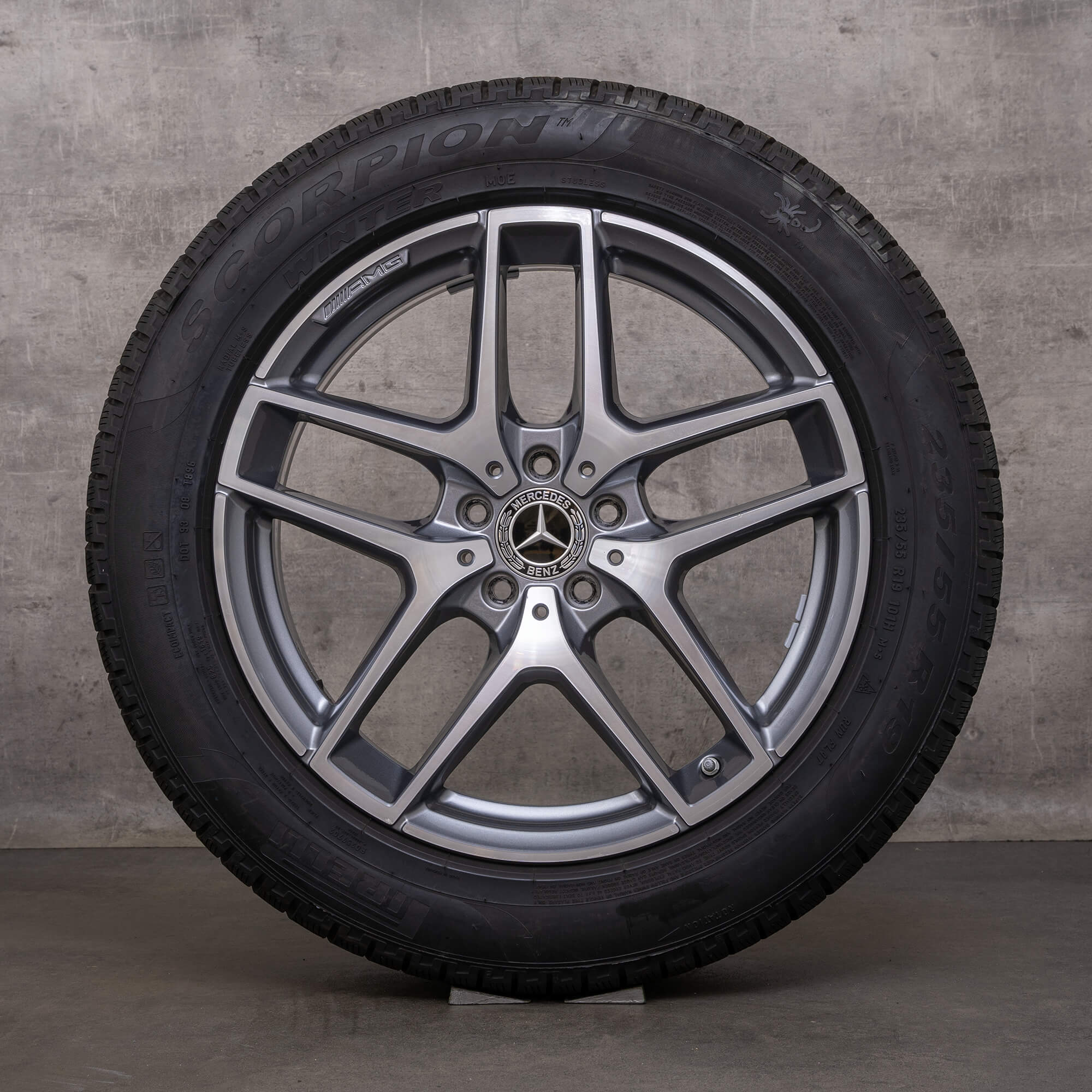 Orijinal Mercedes Benz GLC & 43 AMG Winterrder 19 inç C253 X253 jantlar A2534011800 himalaya gri parlak tornalanmış