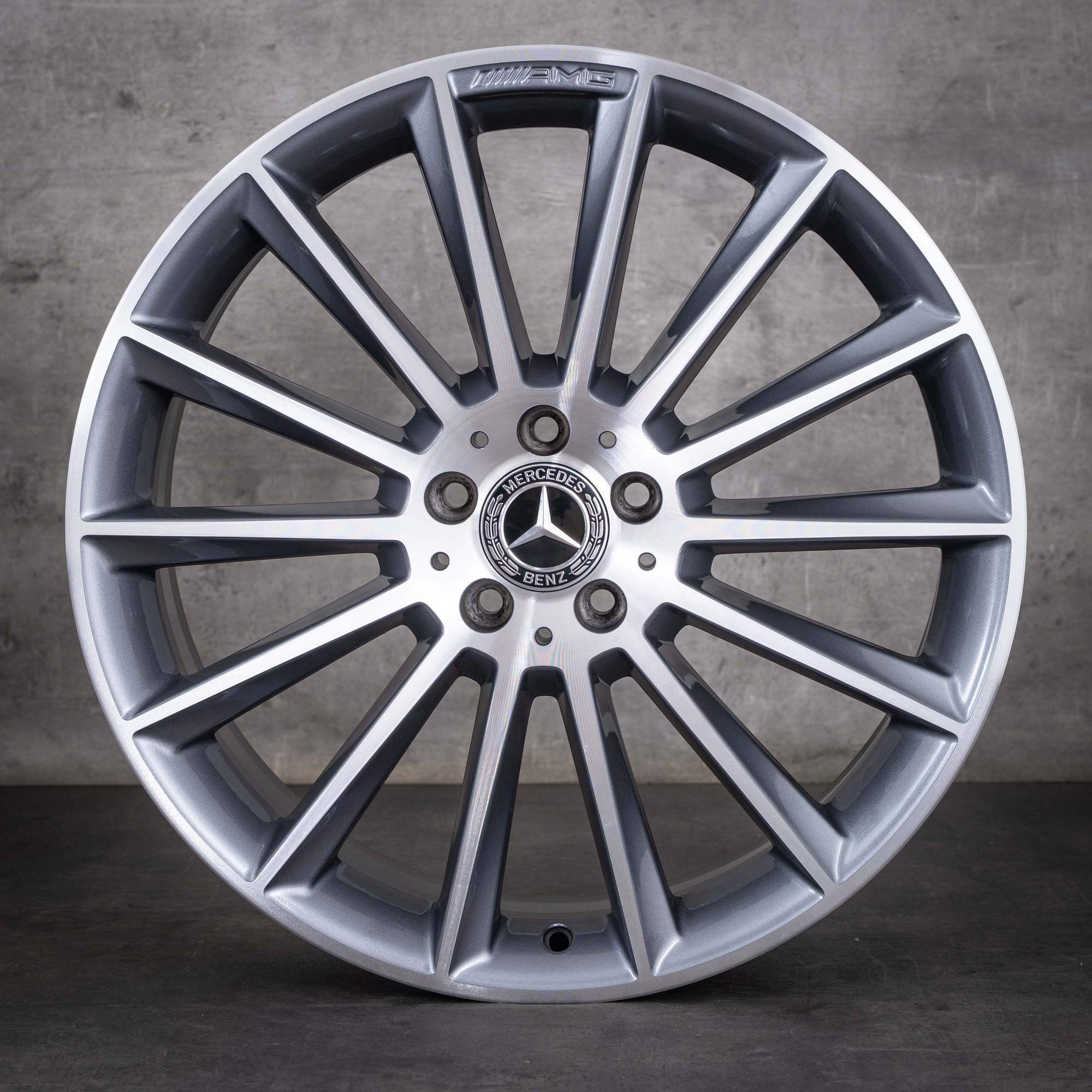 OEM Mercedes-Benz E-Class AMG 20-inch rims W213 S213 C238 A238 A2134012200 A2134012300 Himalaya Gray, diamond cut