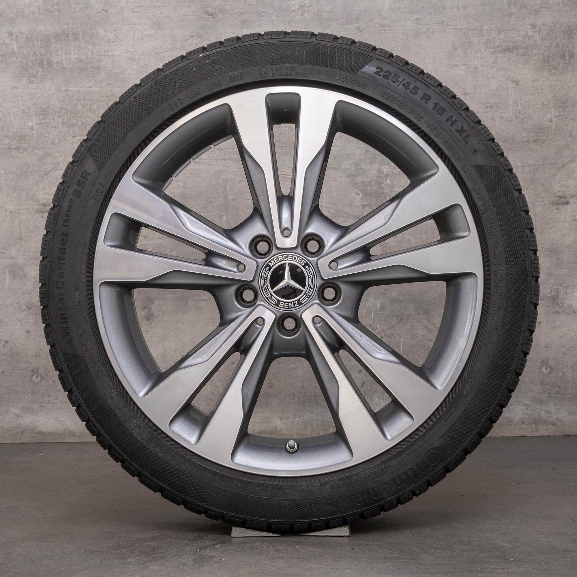 Llantas de invierno originales Mercedes Benz Clase C 18 pulgadas W205 S205 C205 A205 llantas A2054012802 gris himalaya torneado brillante