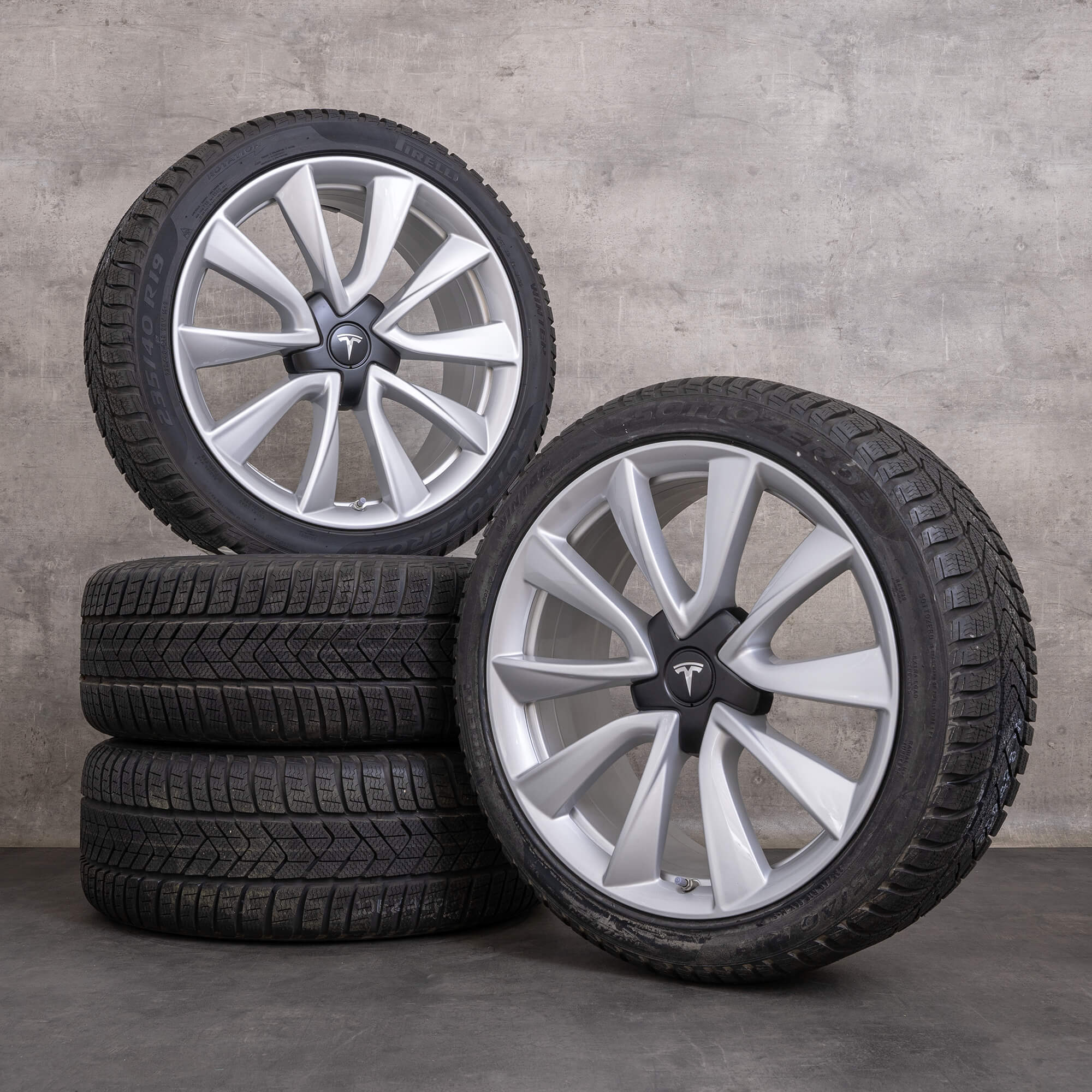 Original Tesla Model 3 roți de iarnă jante 19 inch 1044224-00-B argintiu