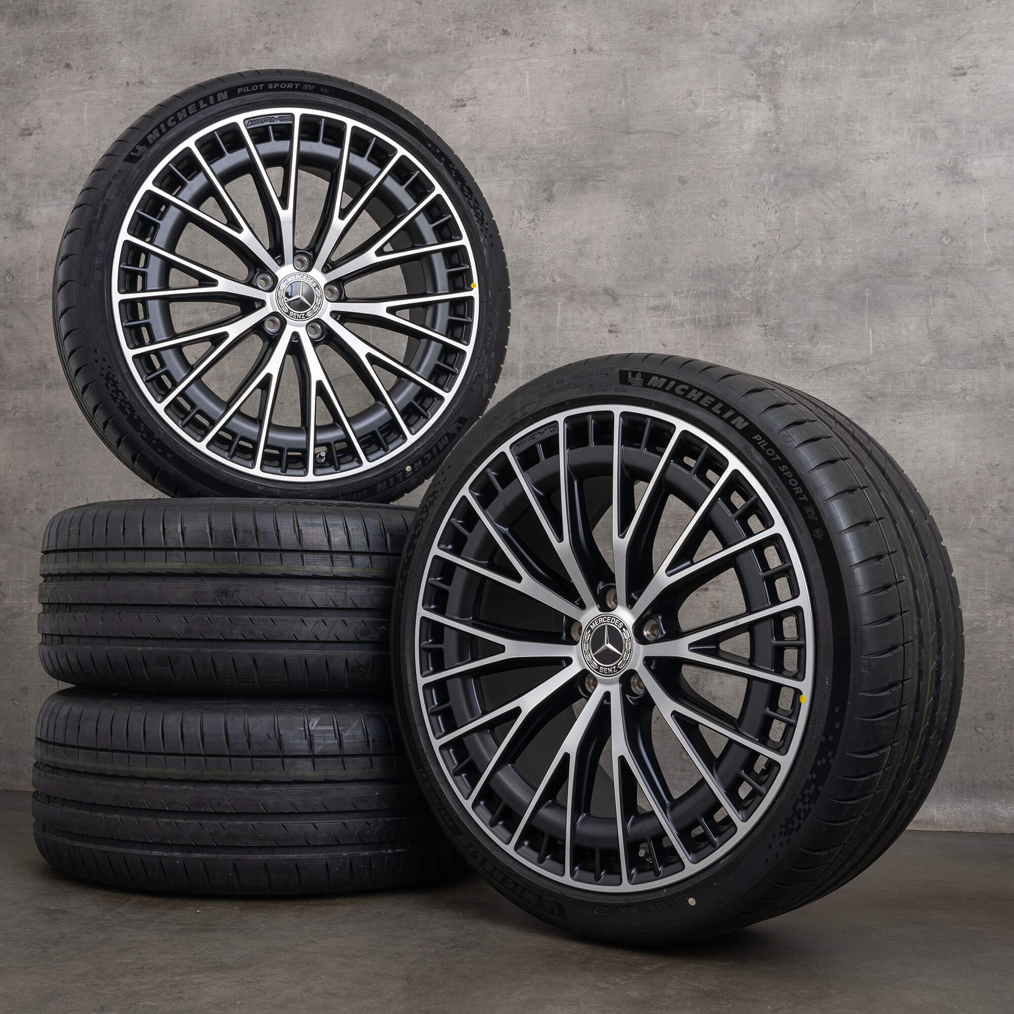 Llantas originales Mercedes Benz EQE 43 53 AMG 21 pulgadas V295 ruedas de verano A2954012900 A2954013000 negro mate pulido