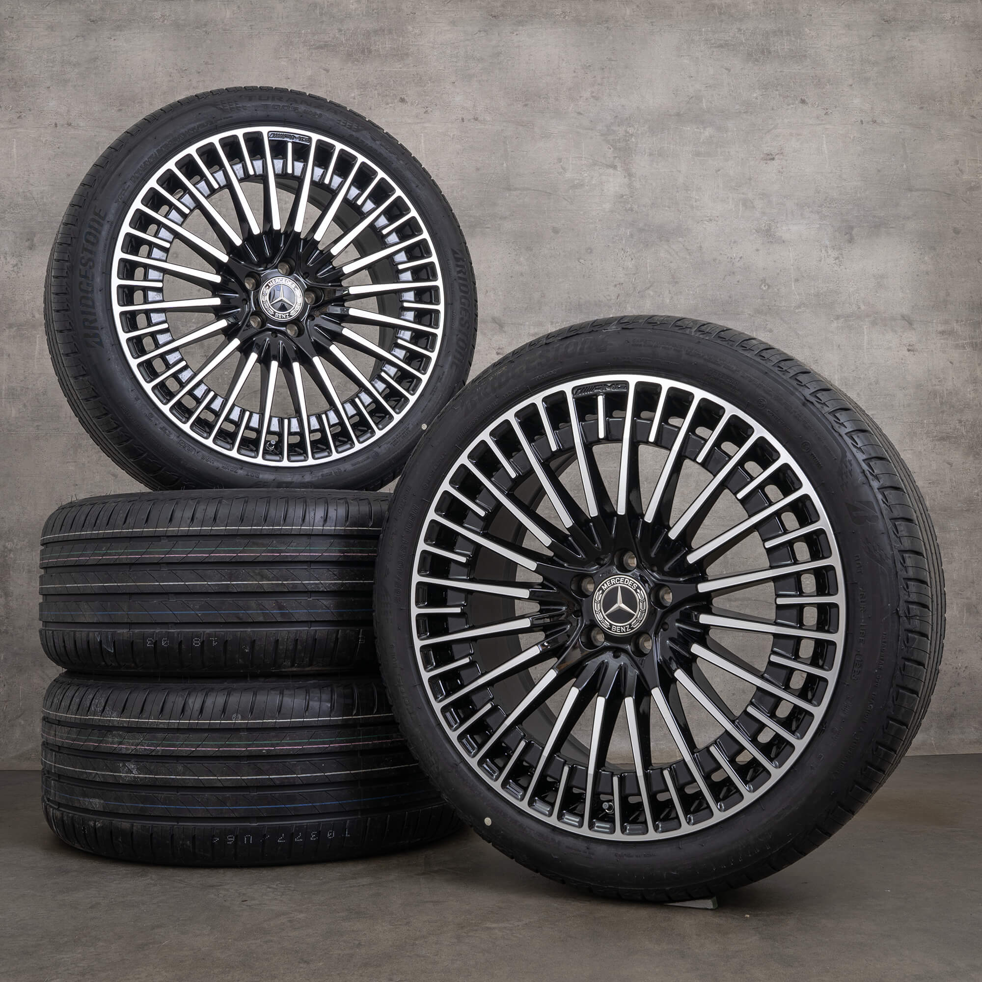 Original Mercedes Benz EQS AMG roues d'été 21 pouces limousine V297 jantes A2974011500 noir brillant