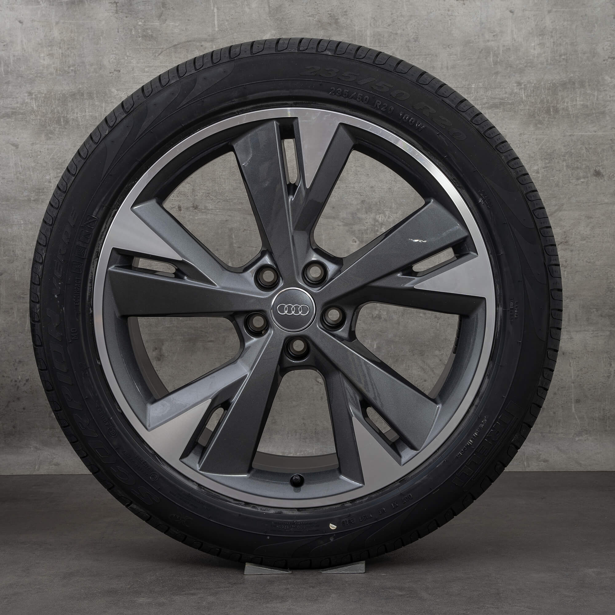 Jante originale Audi Q4 e-tron 20 inch Sportback Anvelope de vară 89AQ6901025AR 89A601025AS gri grafit Lucios NOU