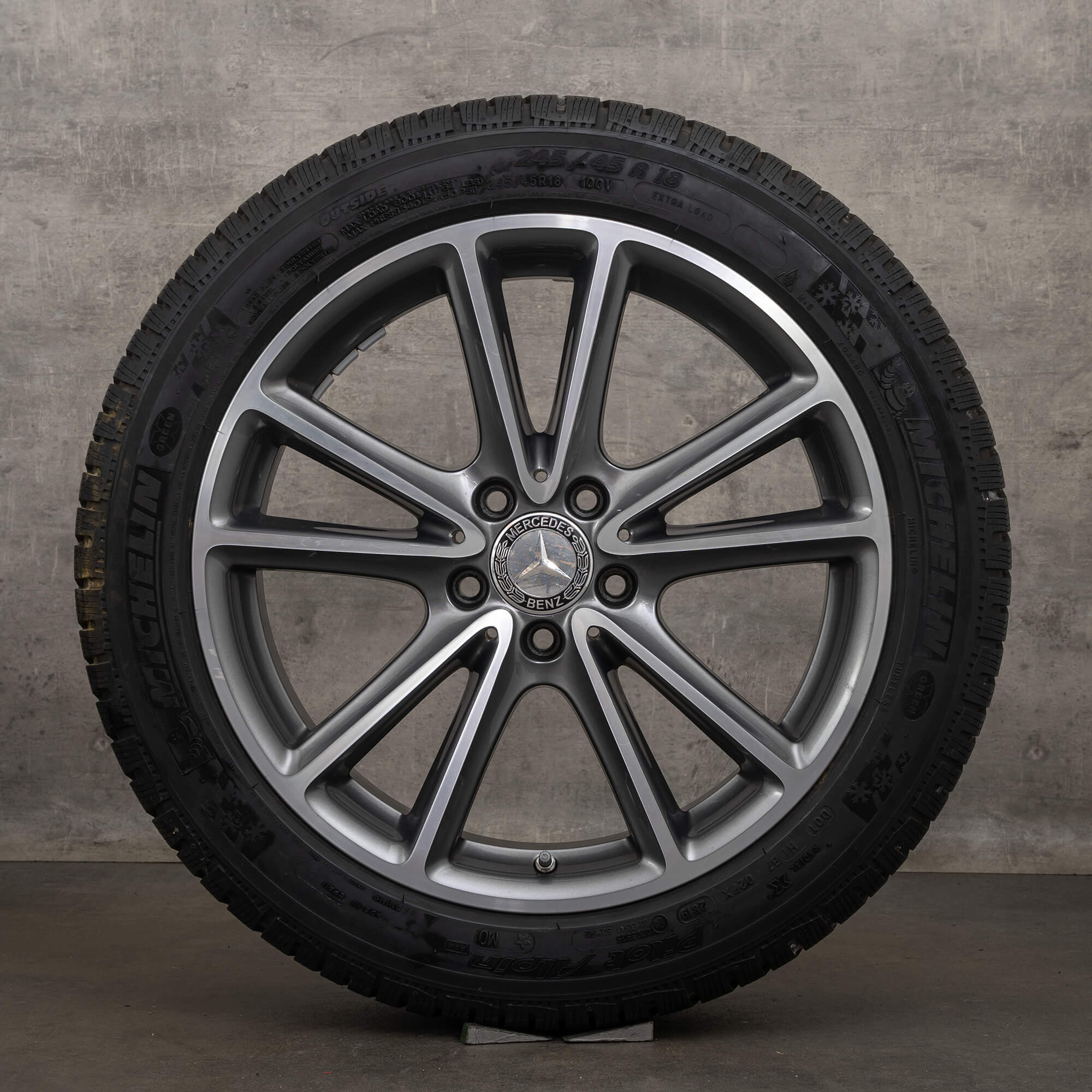 Originale Mercedes Benz CLS vinterhjul 18 tommer C257 W257 fælge A2574010800 himalaya grå højglans