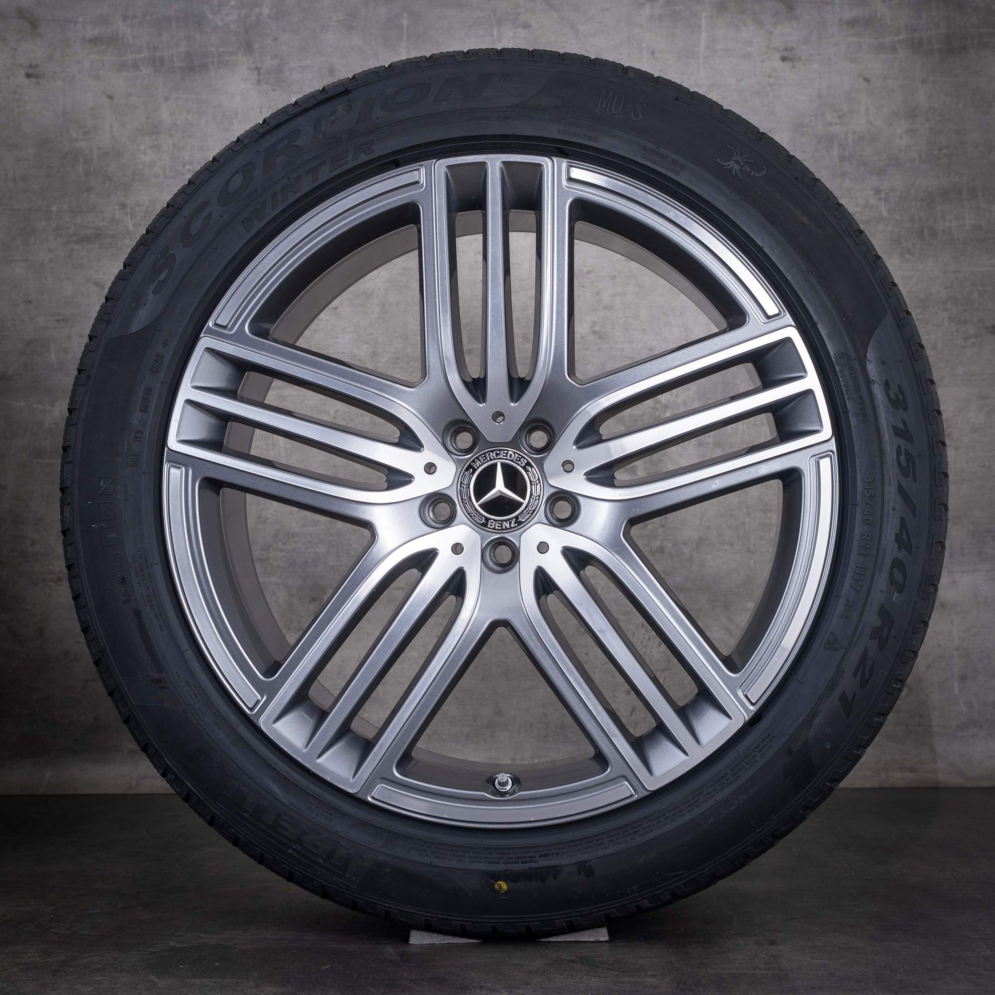 Mercedes-Benz GLS vinterhjul 21 tommer X167 fælge A1674015100 A1674015300 himalaya grey foran diamond cut - hjul 1 af 4