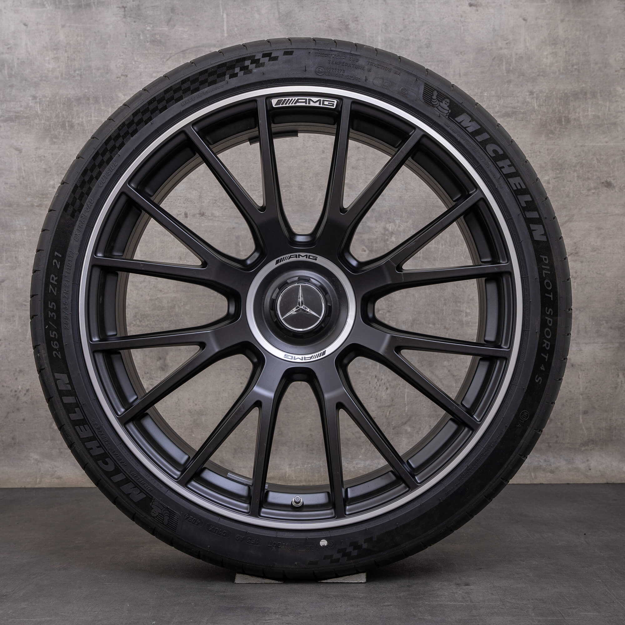 Original Mercedes Benz E-Class E53 Hybrid AMG jante 21 inch W214 anvelope vară A2144011300 A2144011400 negru mat lucios întors NOU