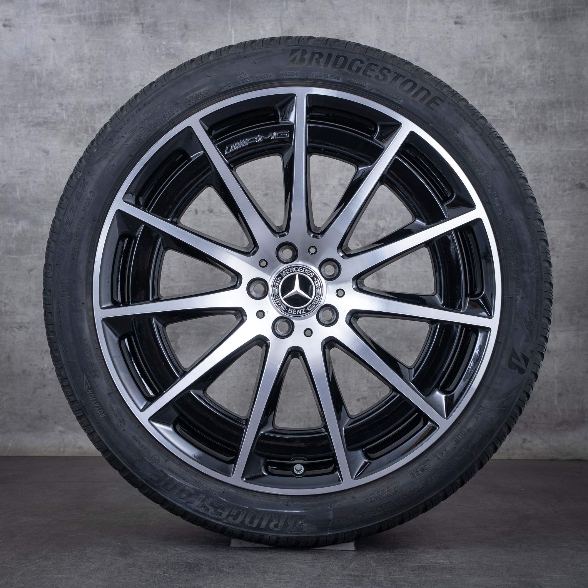 Oryginalał Mercedes Benz EQS & 53 AMG koła zimowe 21 cali 4Matic V297 Felgi A2974011400 czarne błyszczące toczone