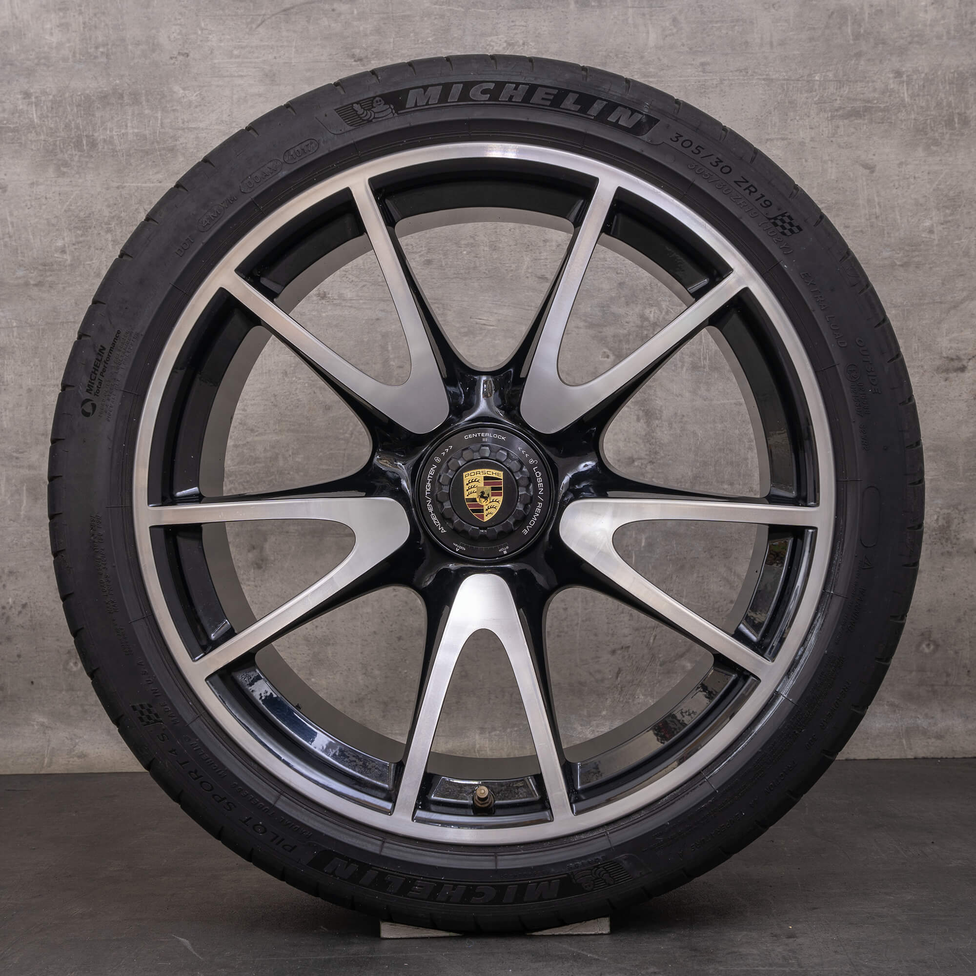 Original Porsche 911 Felgen 19 Zoll  997 GT3 Sommerräder 99736215795 99736216591 schwarz glanzgedreht