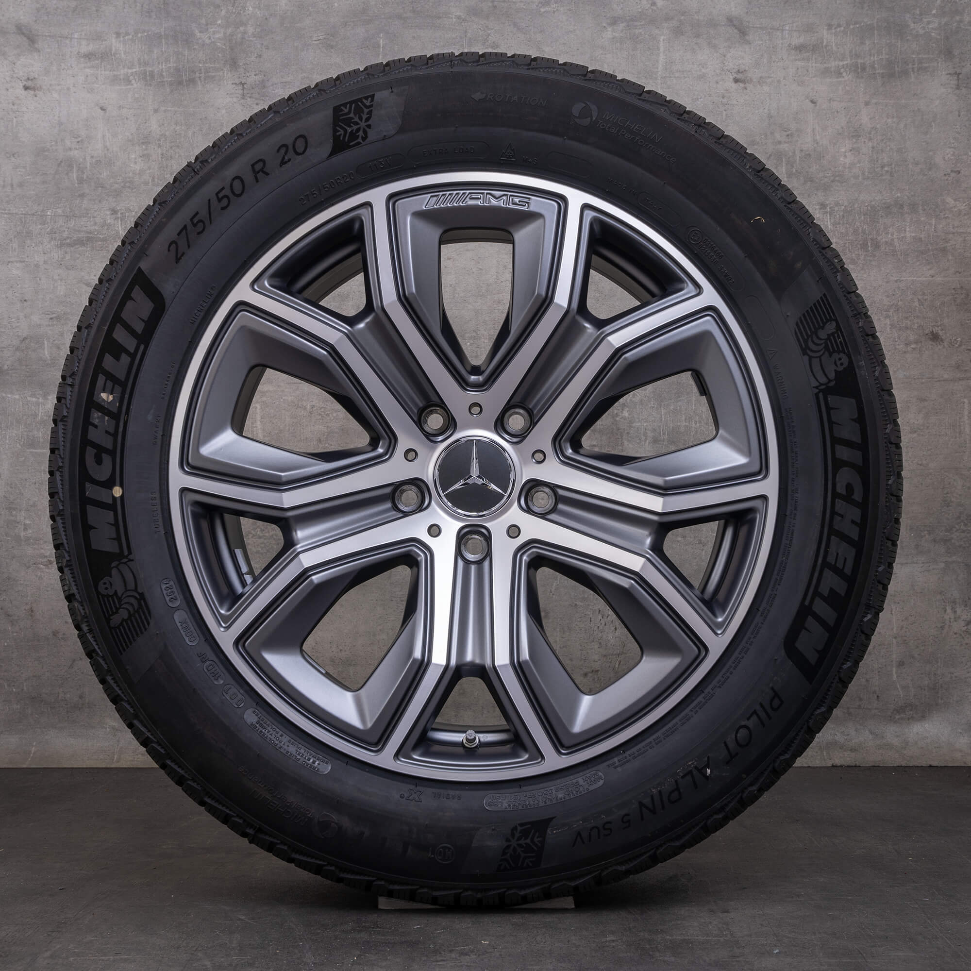 Jantes e pneus inverno originais Mercedes Benz G-Class G63 AMG de 20 polegadas W463 W465 jantes A4654010900 cinzento himalaia mate brilhante torneado NOVO