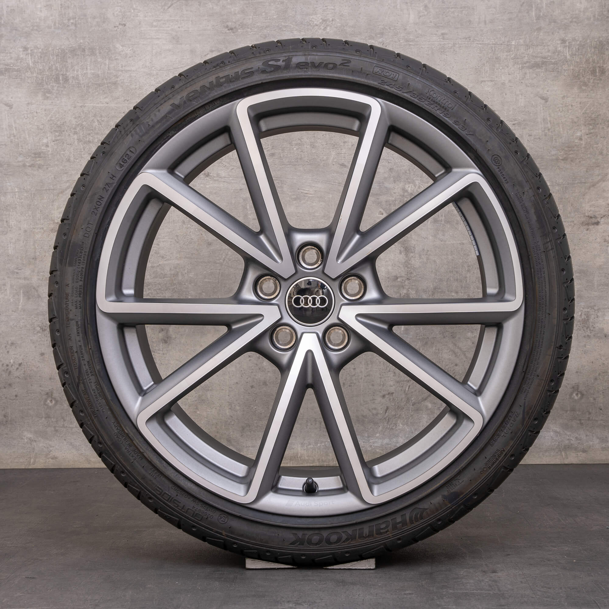 Original Audi A4 S4 Felgen 19 Zoll B9 8W Sommerräder 8W0601025EA anthrazit matt glanzgedreht