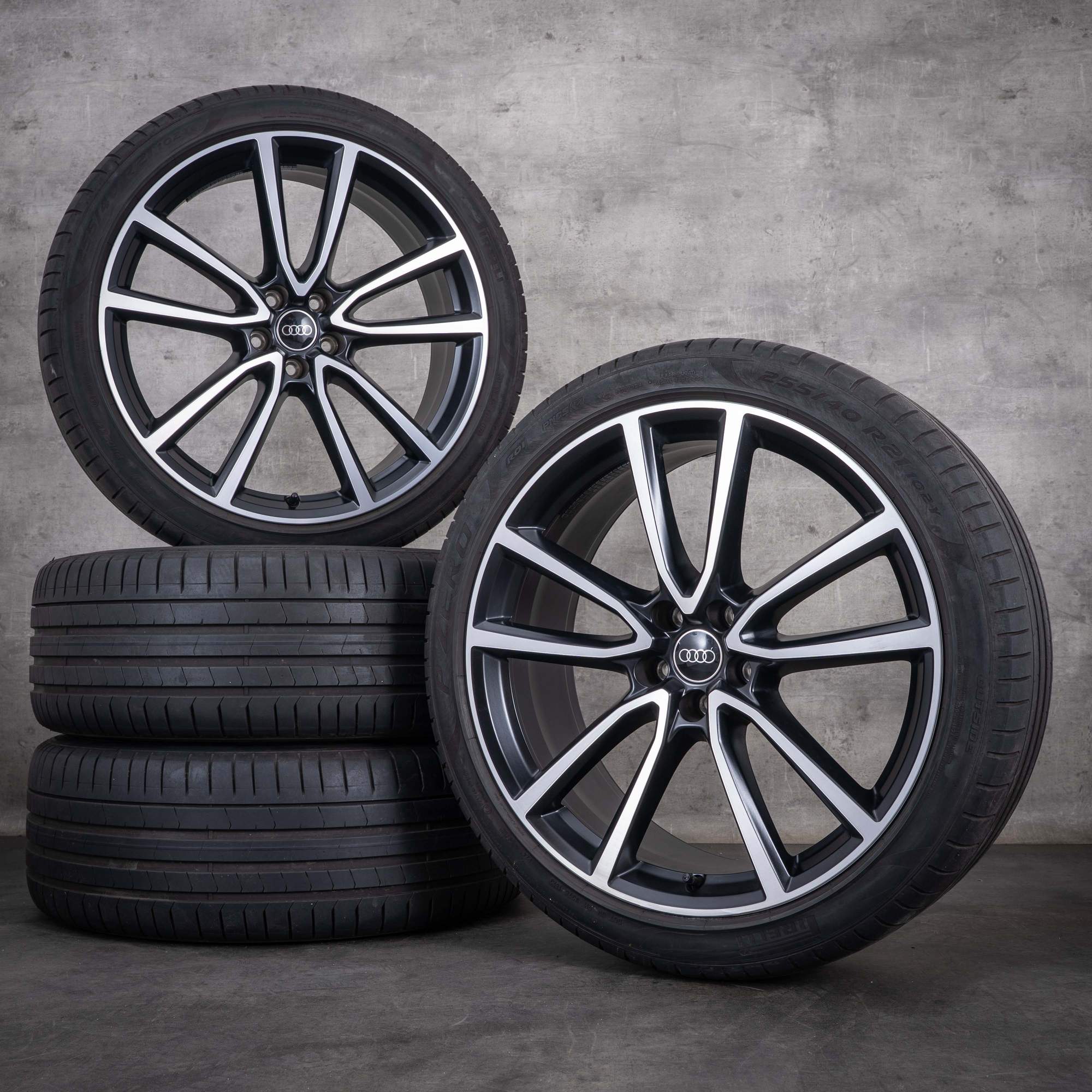 Oryginalne felgi do Audi Q5 SQ5 21 cali FY – opony letnie wzór Avius 80A601025BG czarne matowe z efektem diamond cut