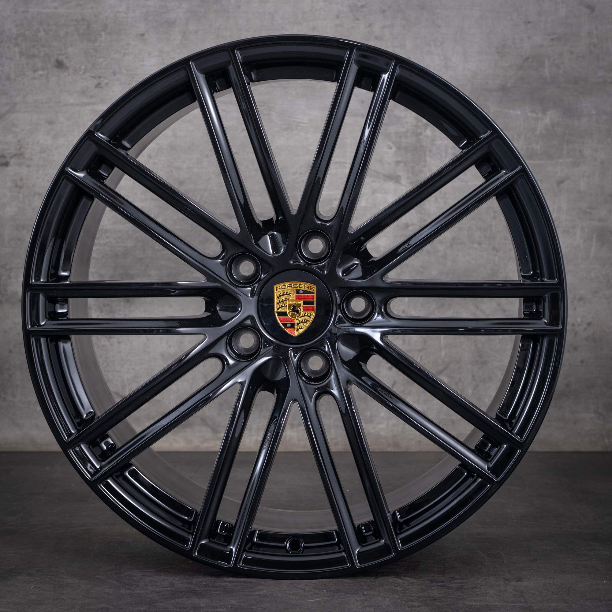 Jante originale Porsche Boxster Cayman 718 de 20 de inci model 982 Styling 911 Turbo coduri 982601025F și 982601025AF jante din aluminiu negru lucios NOI
