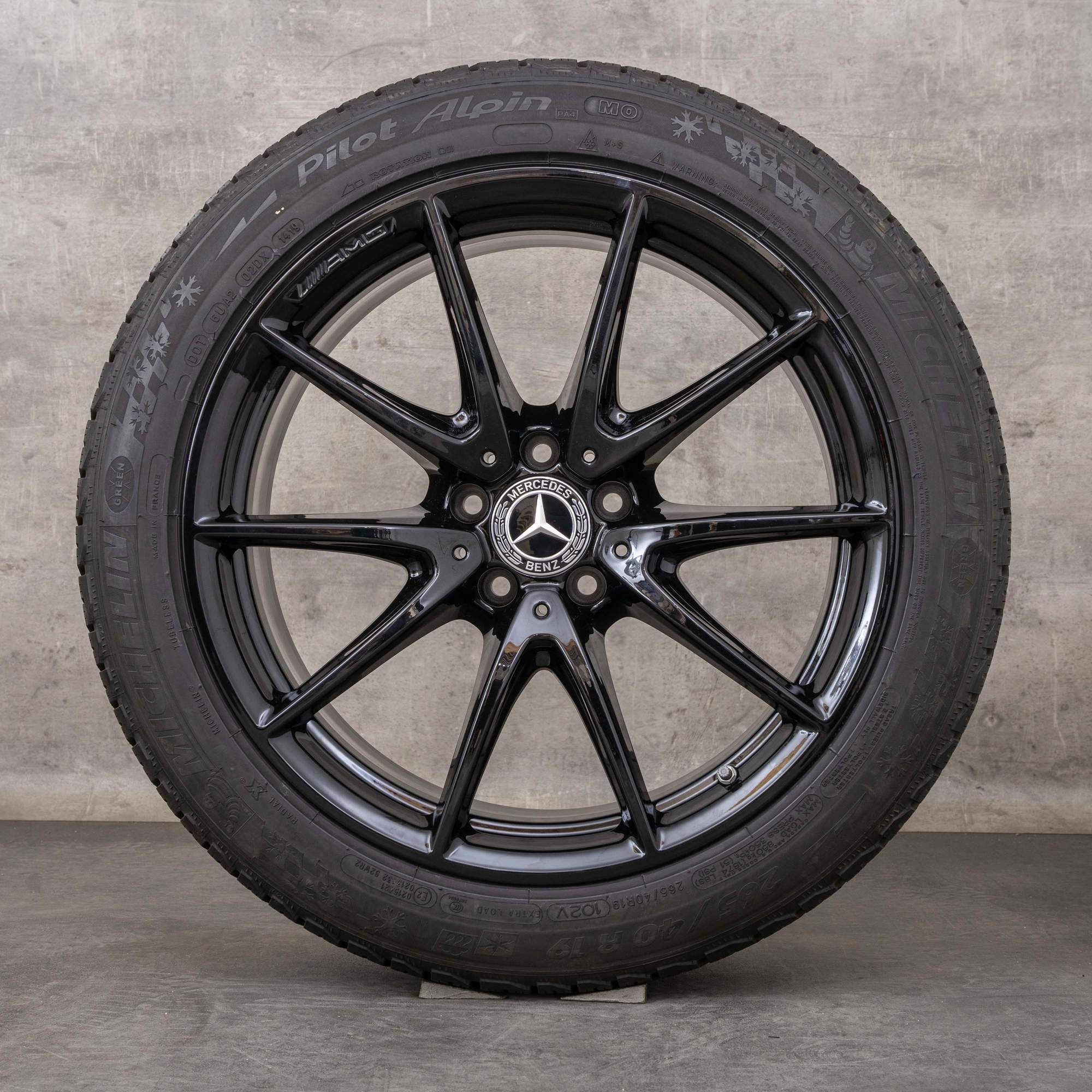 Oryginał Mercedes Benz Klasa E E63 & S AMG koła zimowe 19 cali W213 S213 felgi A2134012600 A2134014600 czarny błyszczący
