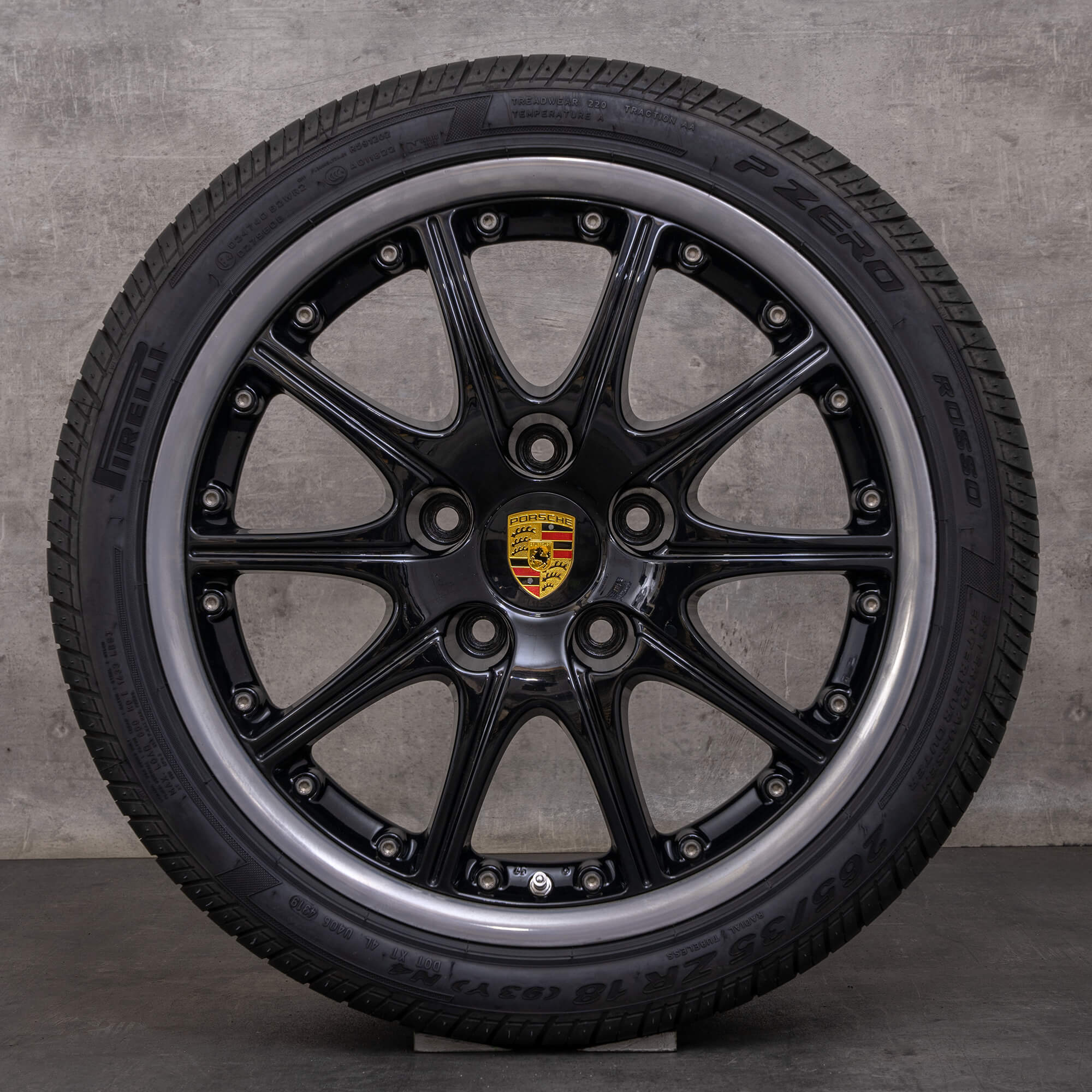 Originale Porsche Boxster I felger 18 tommers 986 & S sommerhjul 99636213455 99636213850 svart polert