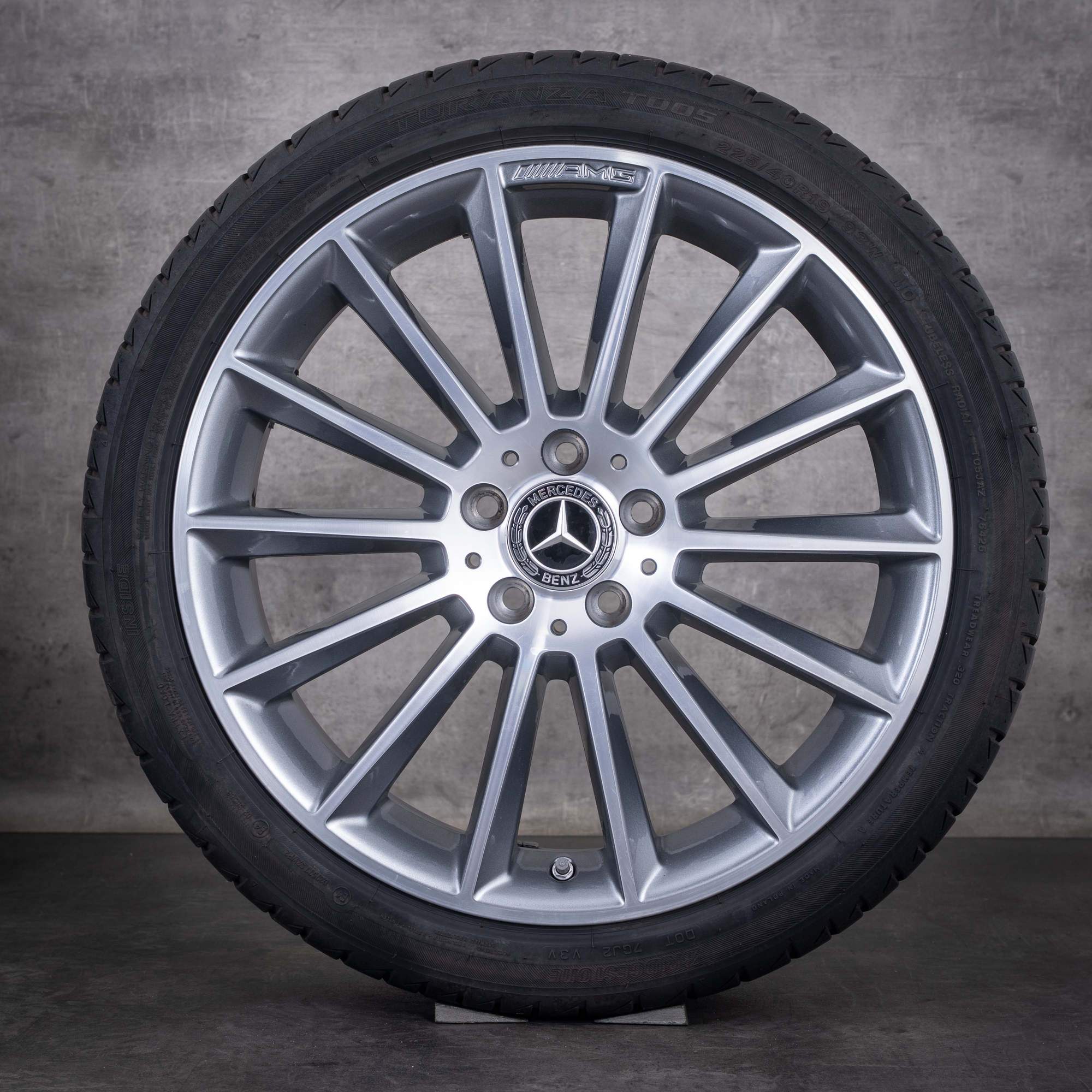 Jante originale Mercedes-Benz Clasa A B Klasse CLA de 19 inci W177 V177 W247 C118 X118 anvelope de vară A1774011600 culoare „Himalaya Grey” diamantate