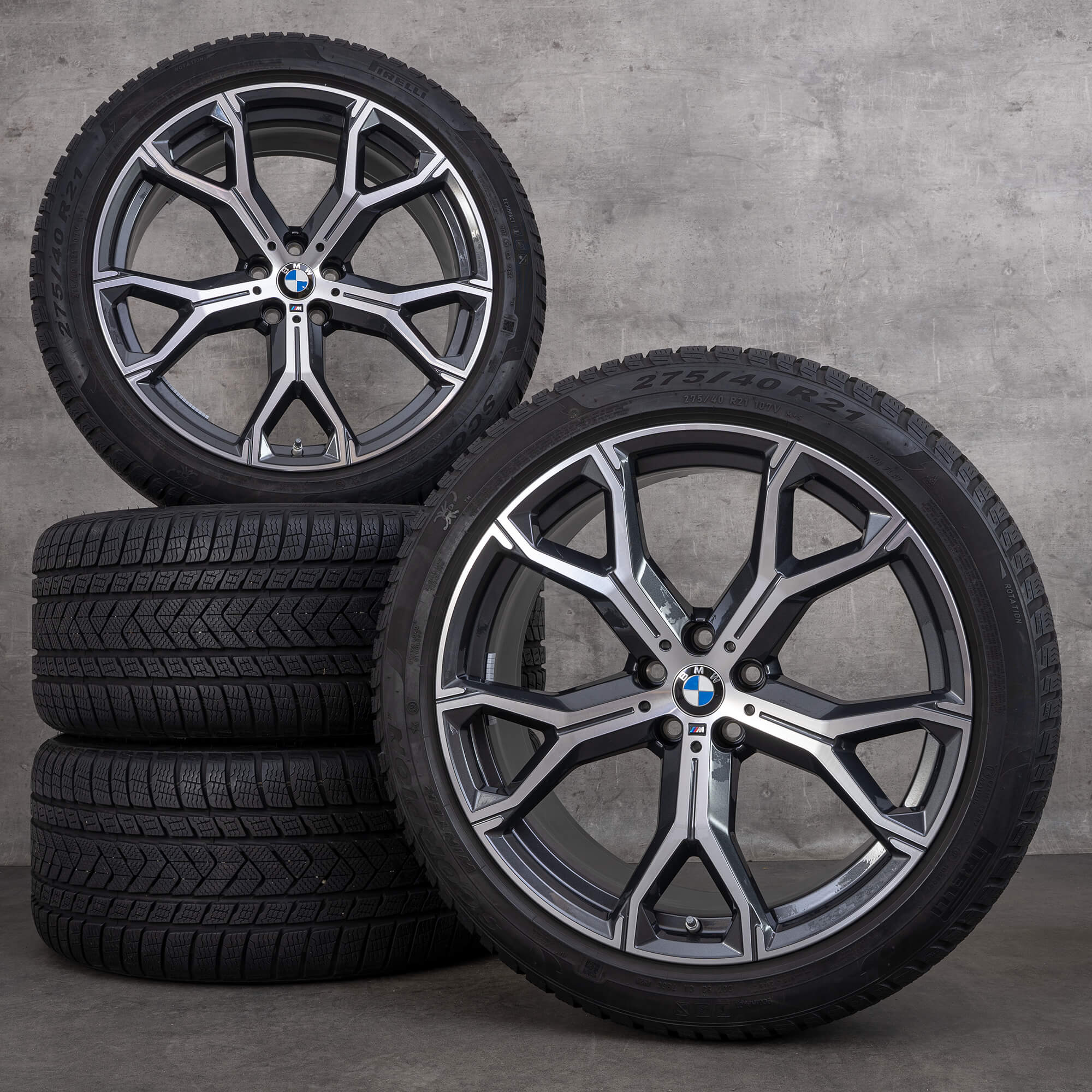 Jantes e pneus inverno originais BMW X5 X6 21 polegadas G05 G06 jantes estilo 741 M 8071998 8071999 orbitgrey glossy turned NEW