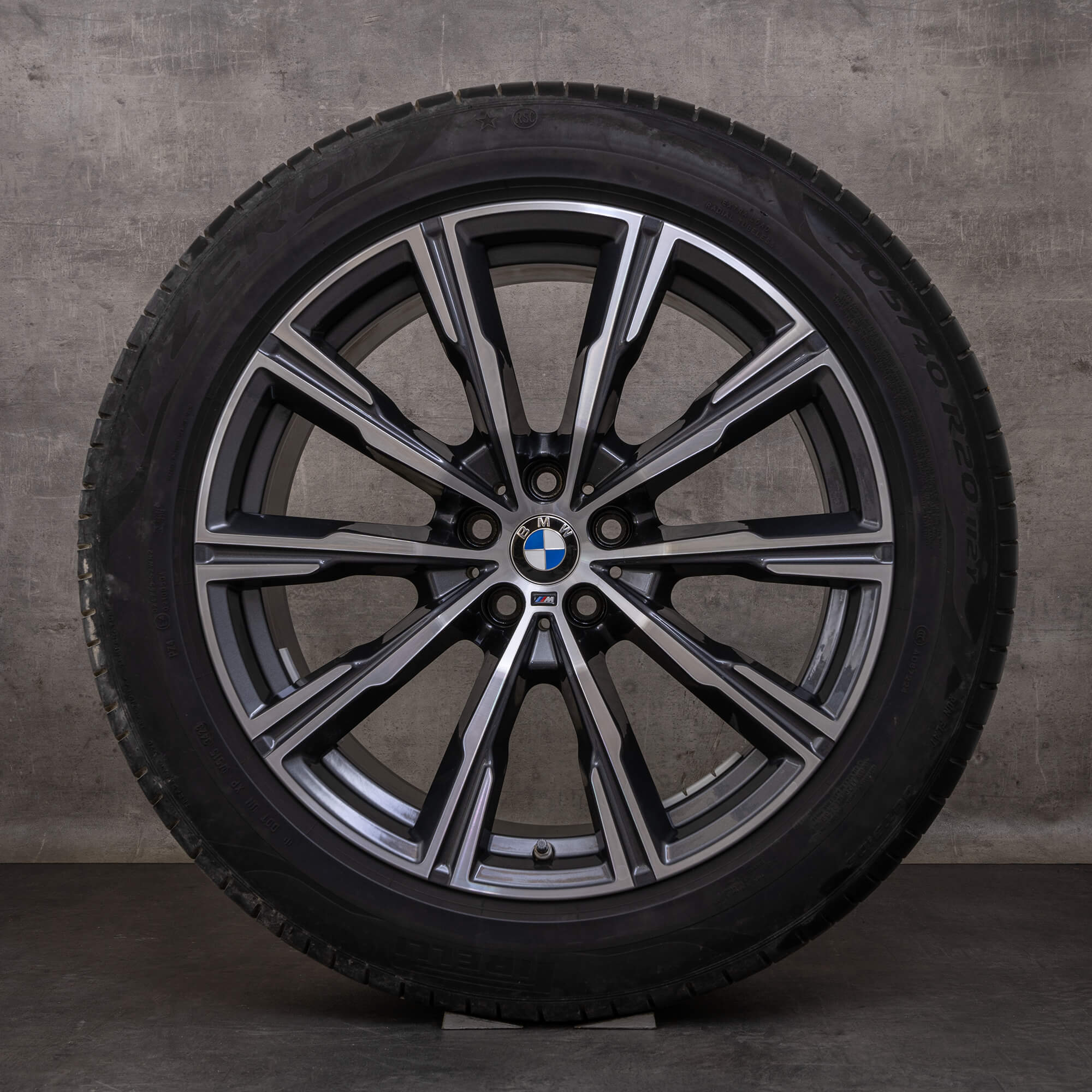 Oryginalne koła zimowe BMW X5 X6 20 cali G05 G06 felgi stylizacja 740 M 8071996 8071997 orbit szary polerowane