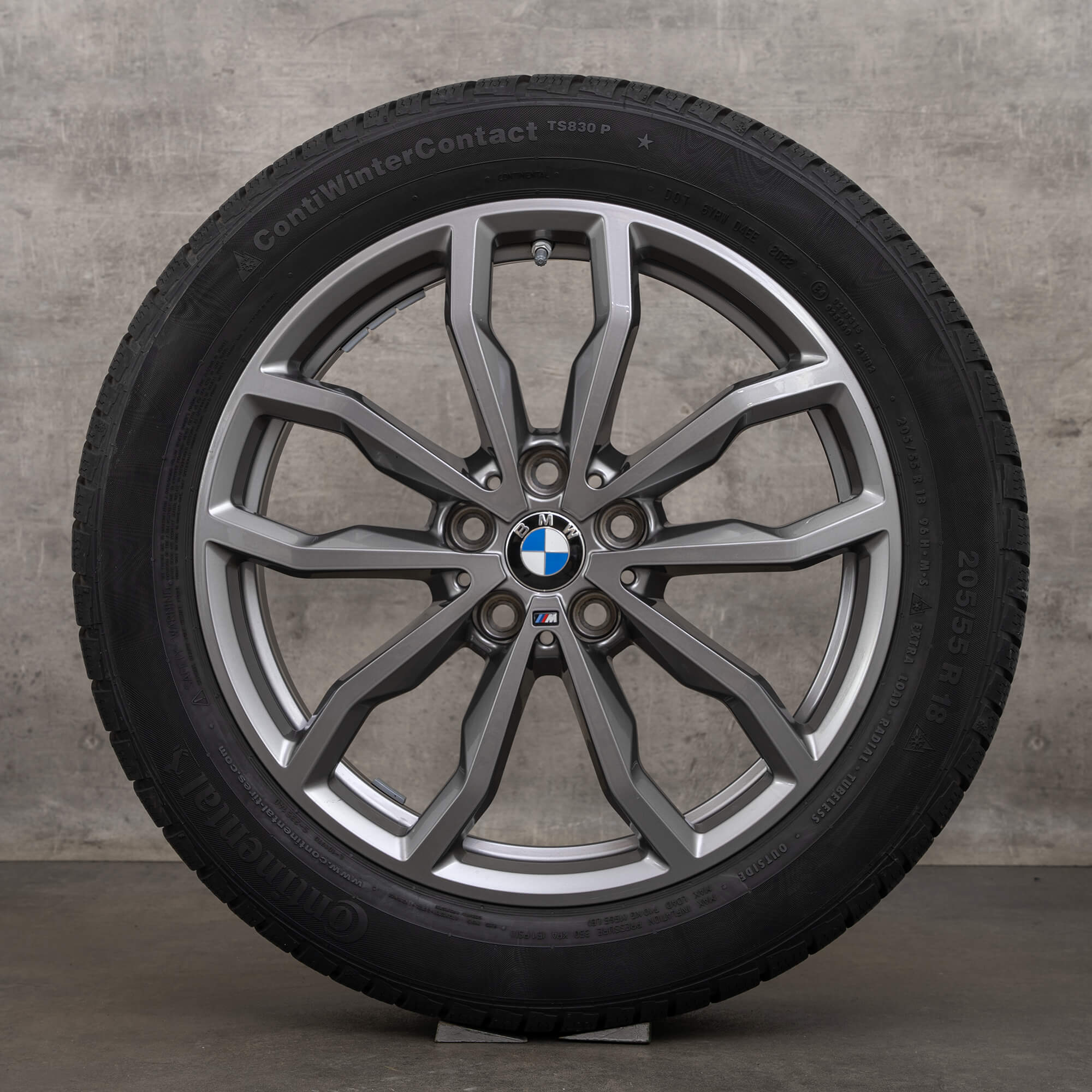 Originale BMW X1 X2 vinterhjul 18 tommer F48 F39 felger styling 771 M 6877550 jerngrå