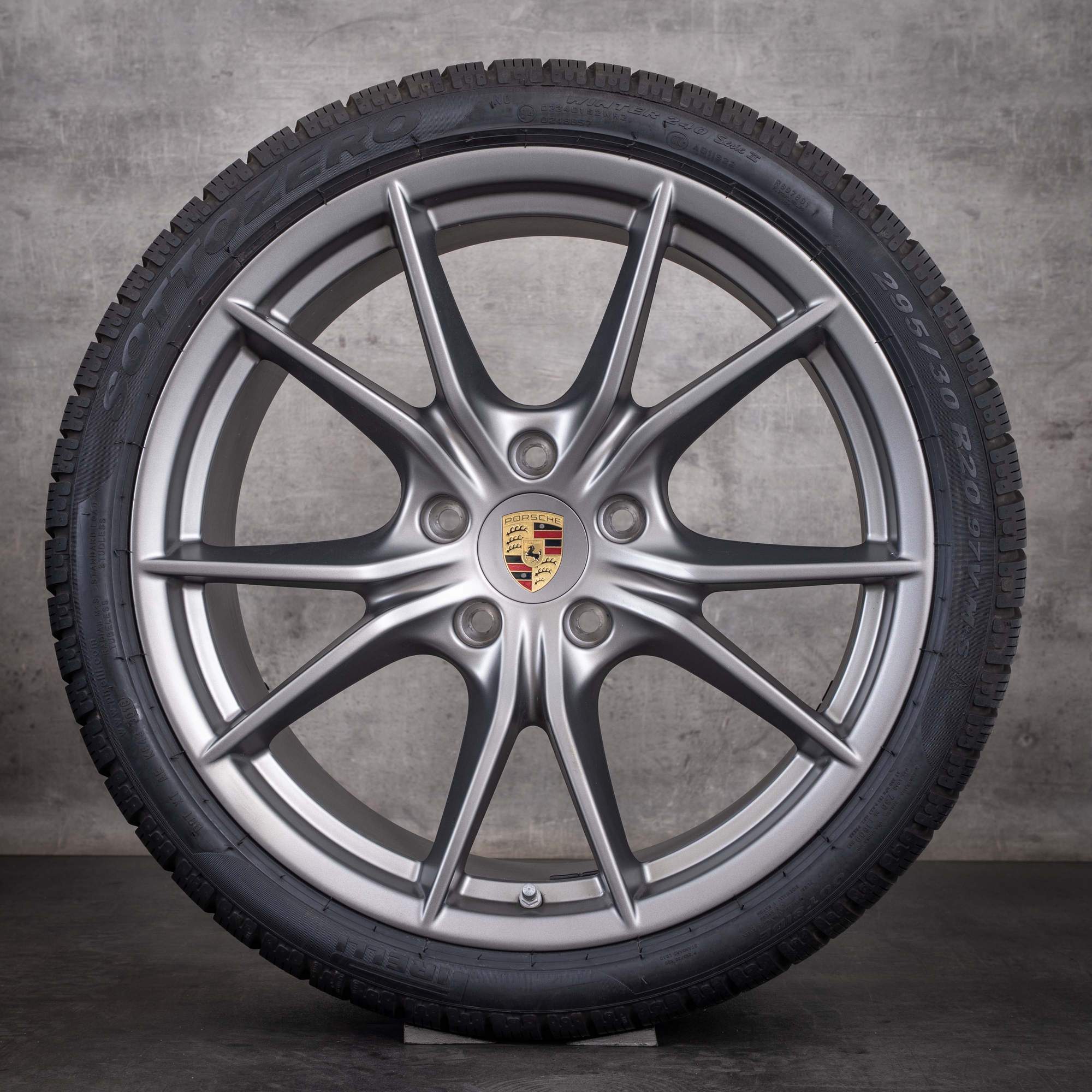Alkuperäiset Porsche 991 II -talvirenkaat 20 tuumaa Carrera 4 & S GTS -vanteet 99136271000 99136276003 mattapintainen platinahopea