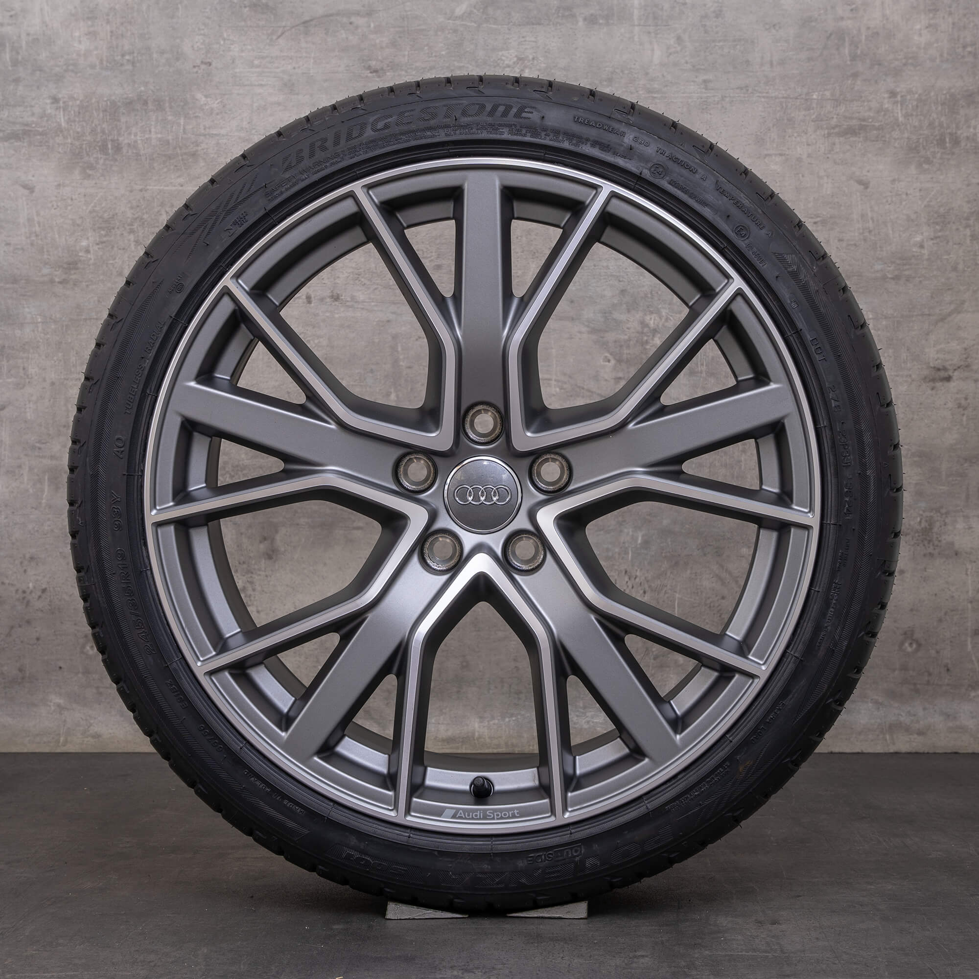 OEM Audi A4 S4 rims 19 inch 8W B9 summer wheels 8W0601025DH anthracite matt glossy finish