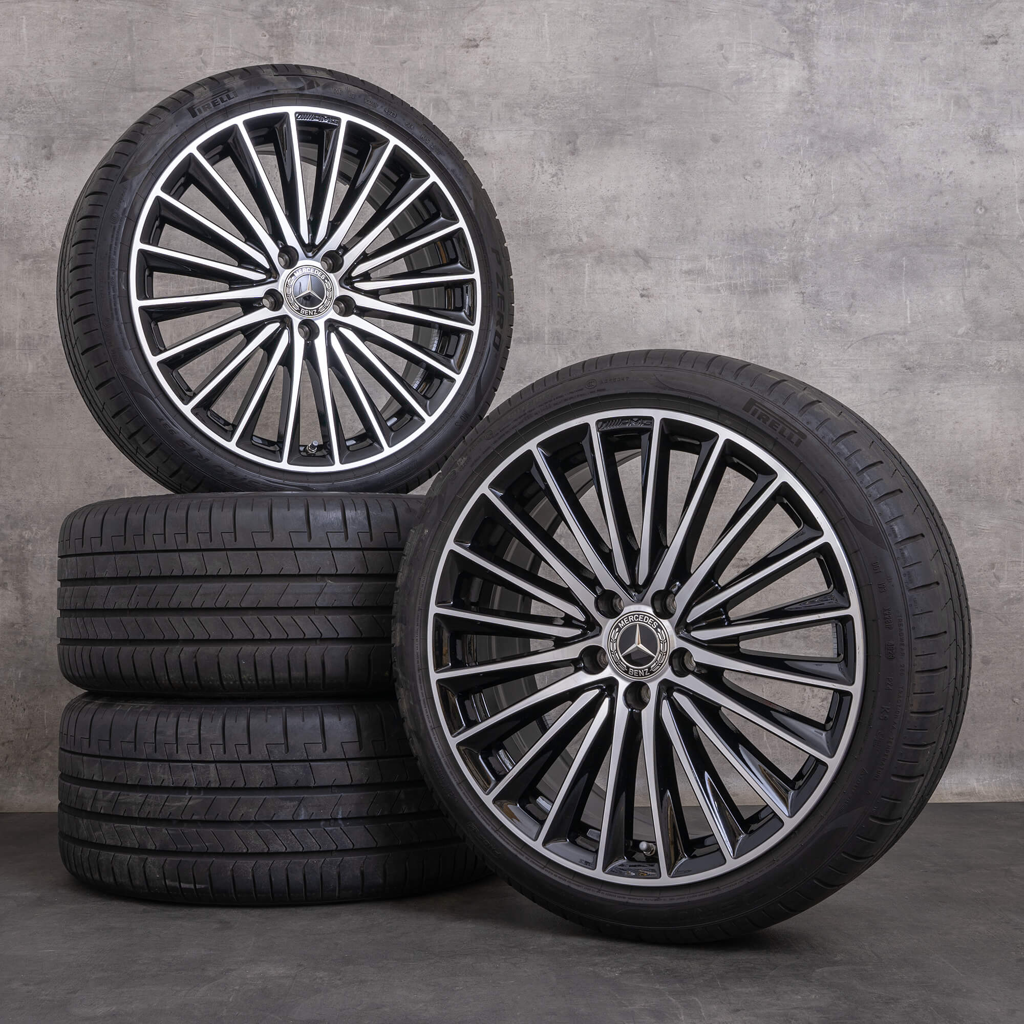 Original Mercedes Benz C-Klasse AMG Felgen 19 Zoll W206 S206 Sommerräder A2064011900 A2064012000 schwarz glanzgedreht