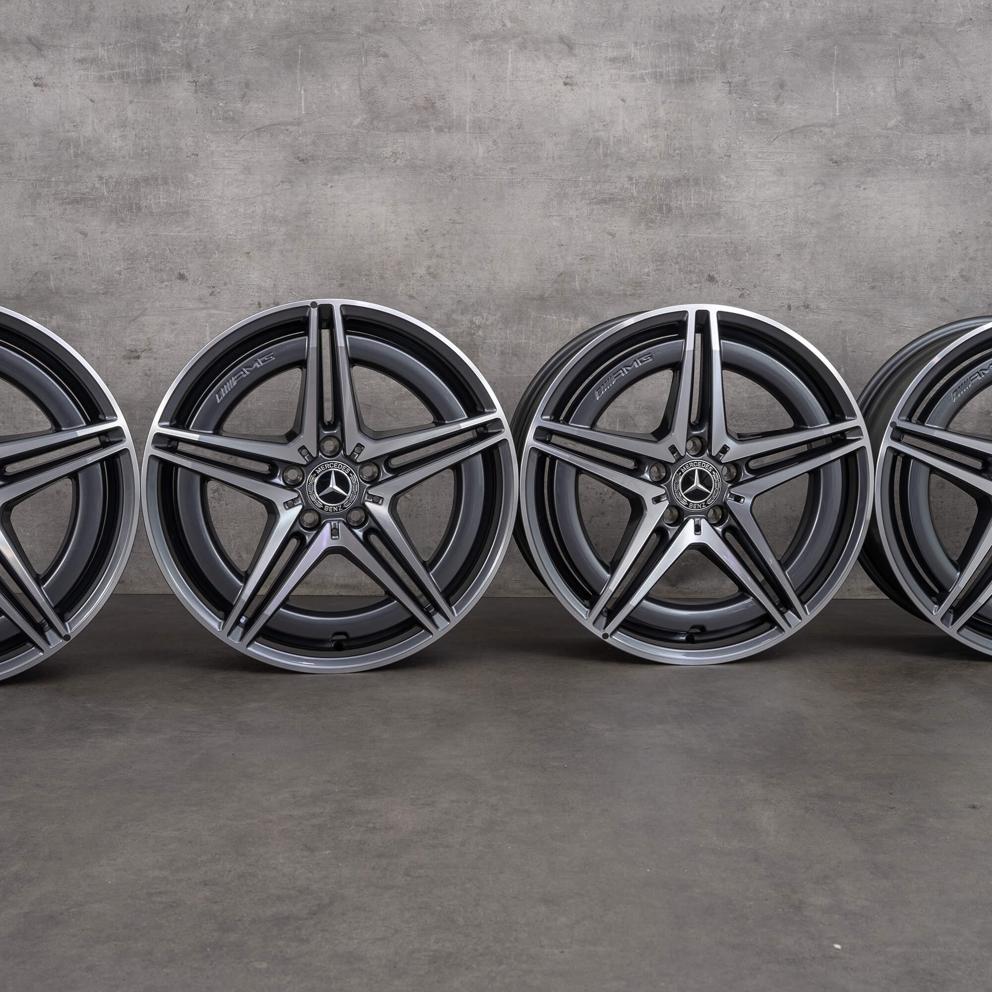 Originale Mercedes-Benz EQC AMG-felger 19 tommer N293 A2934011400 A2934010700 himalaya grey frontpolert NY